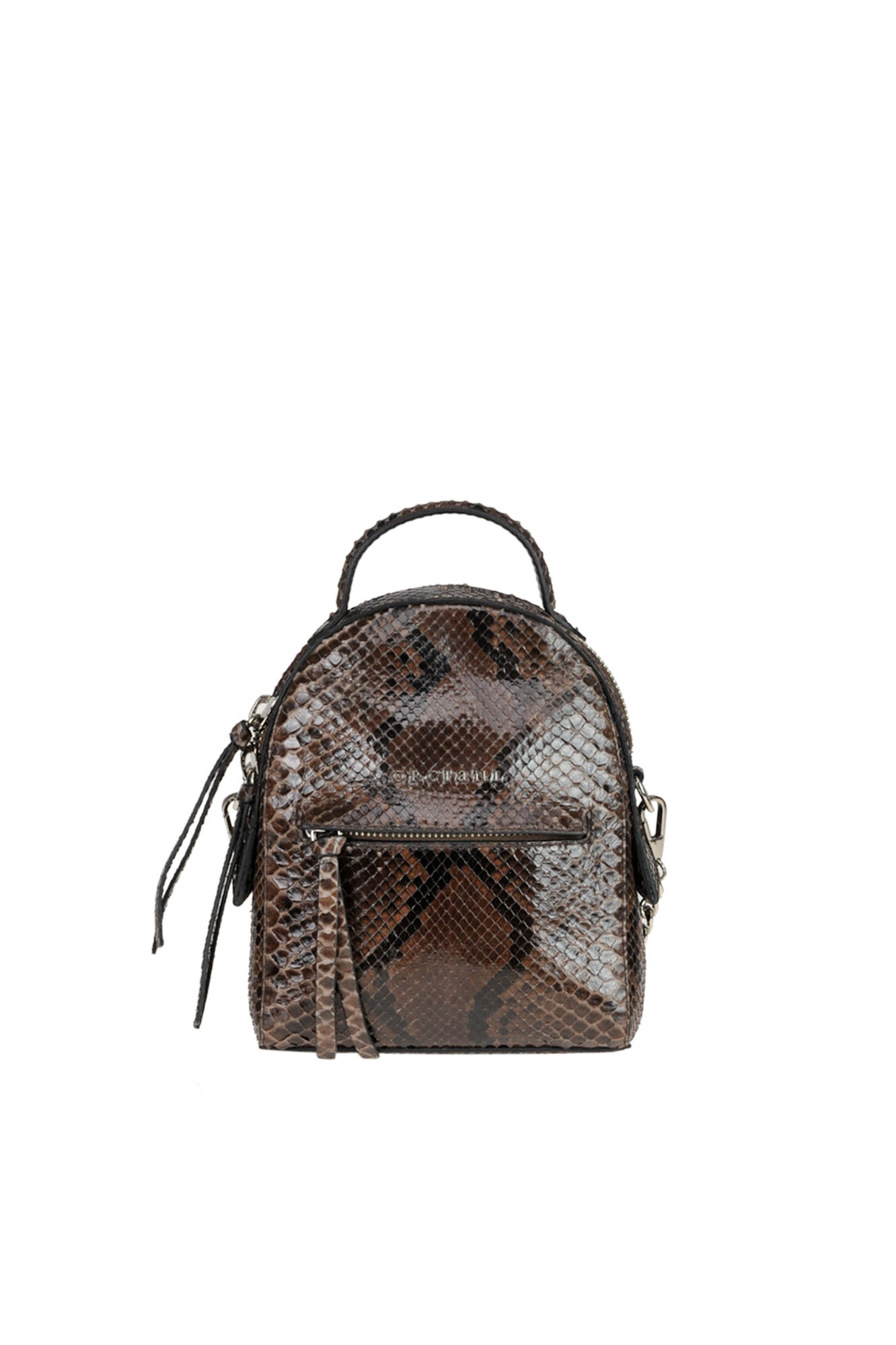 Orciani Petit Python Leather Mini Backpack In Brown