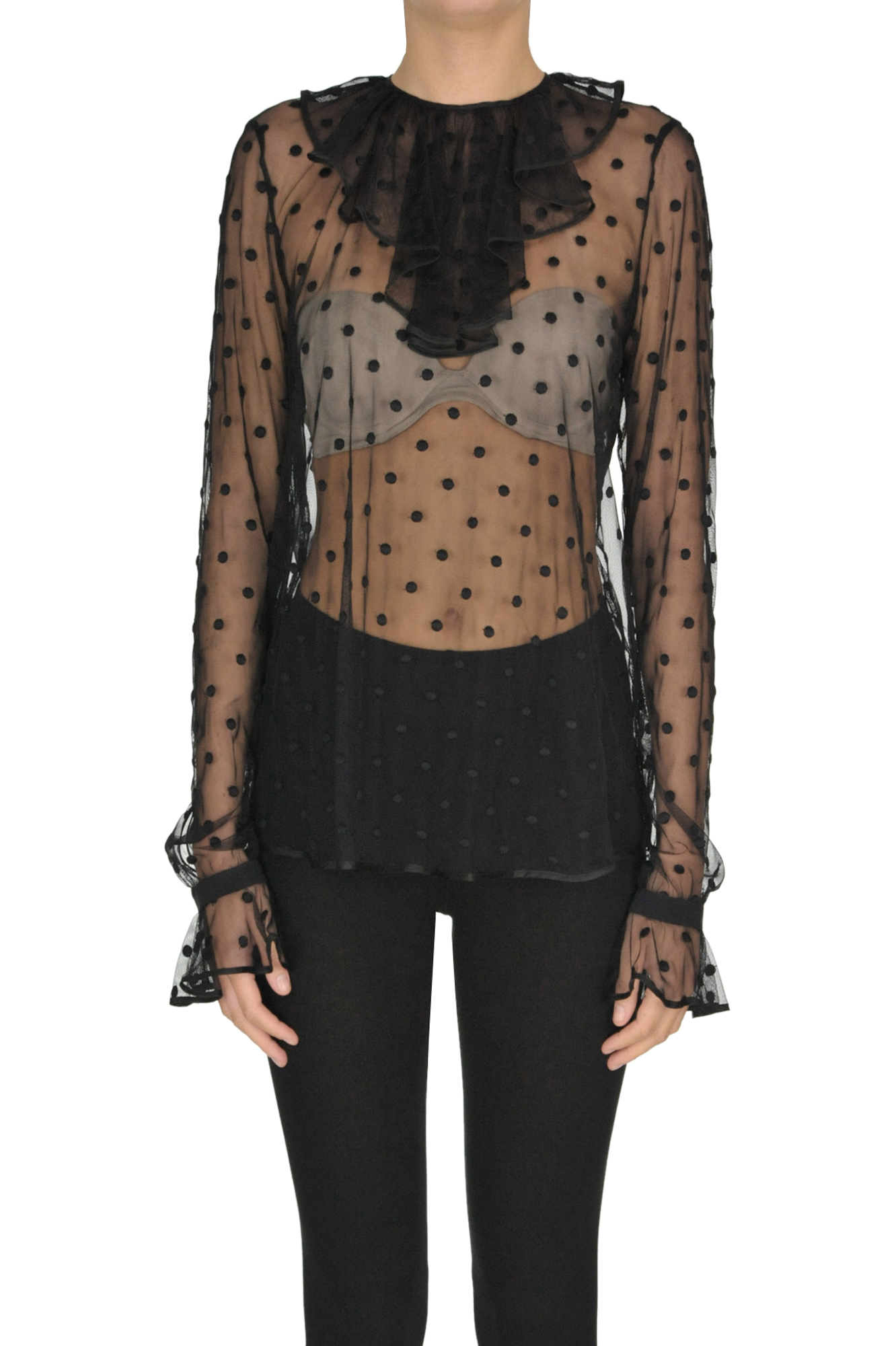 Polka dot tulle blouse