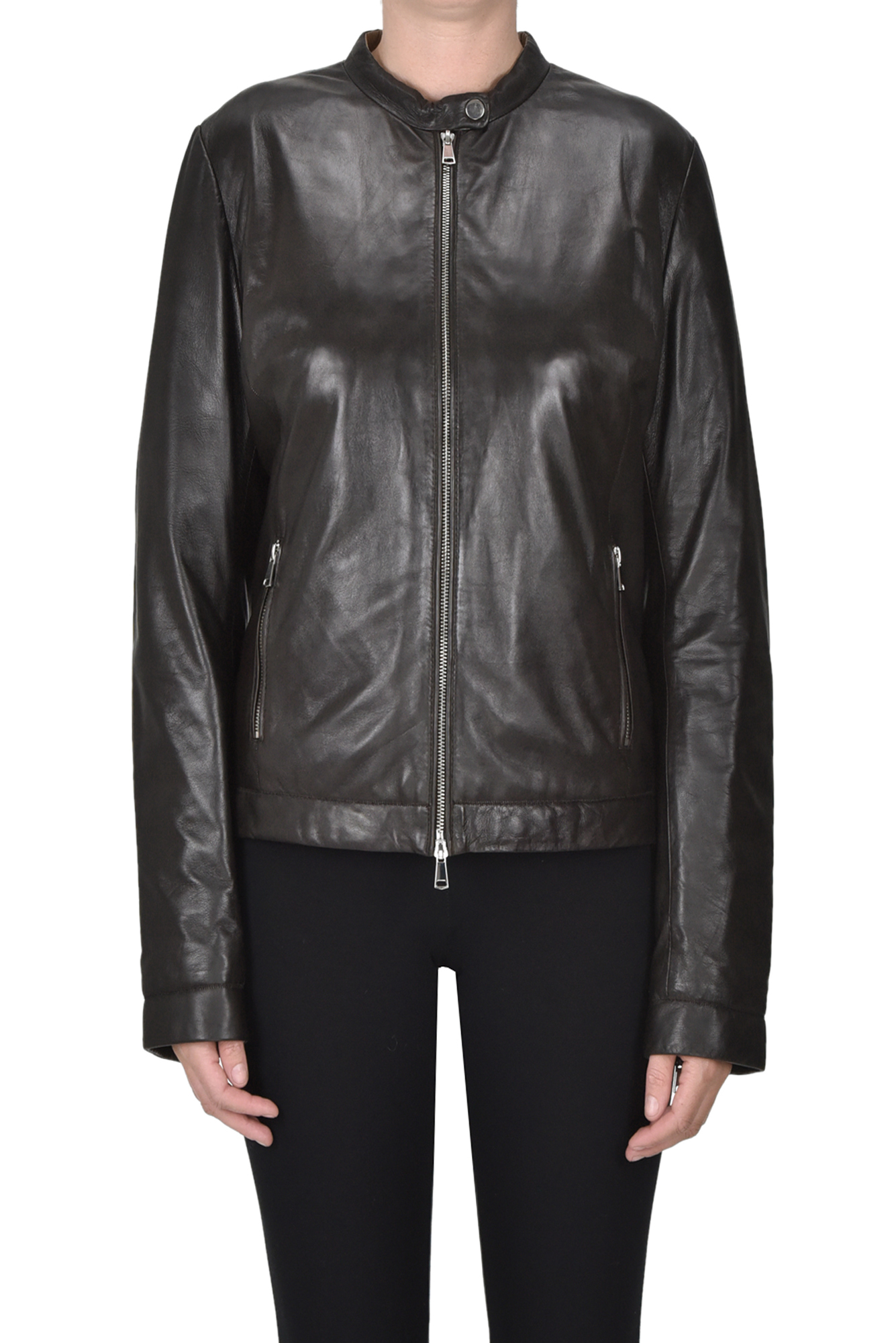 Giubbotto in pelle con interno trapuntato