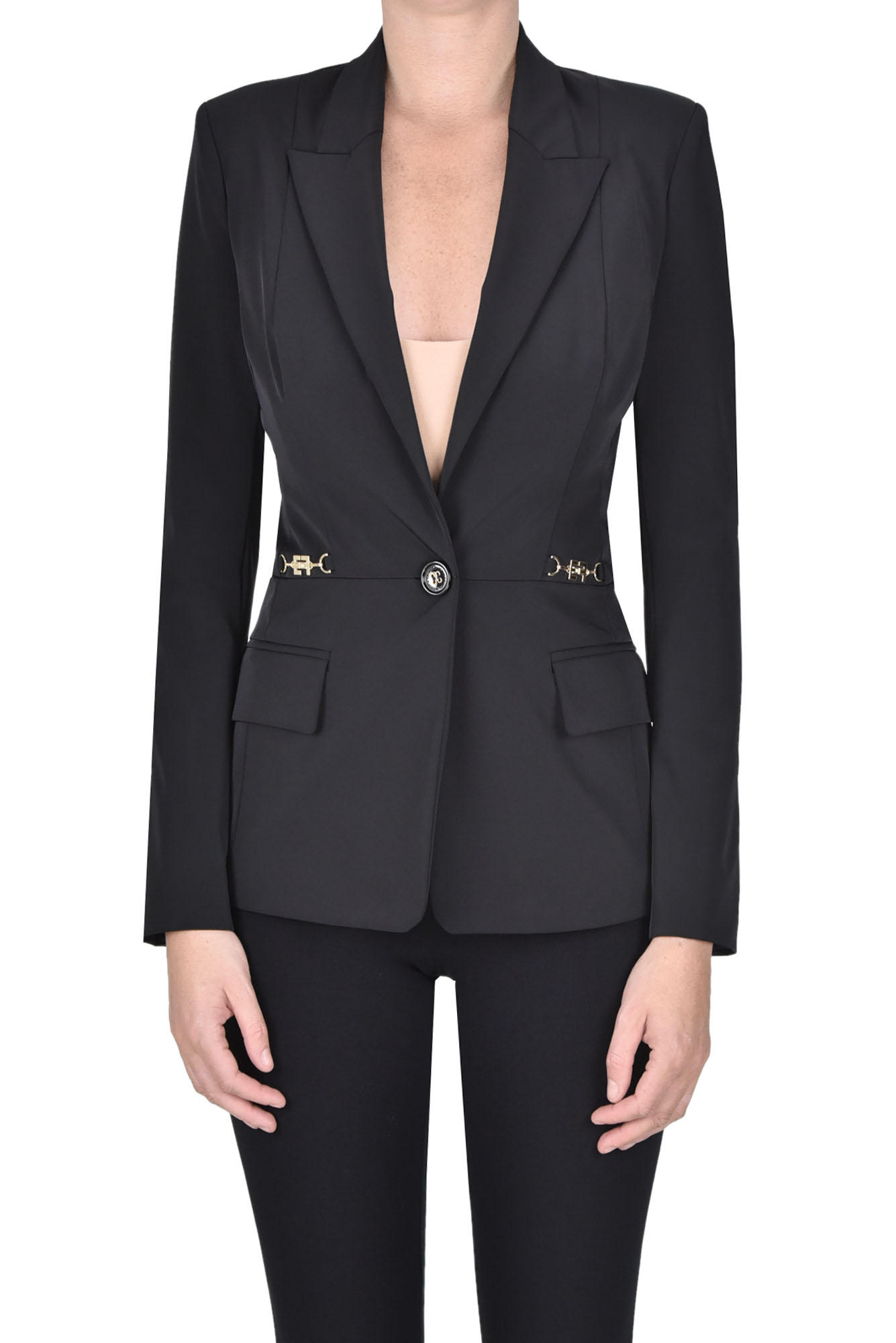 Elisabetta Franchi Jersey Blazer In Blue