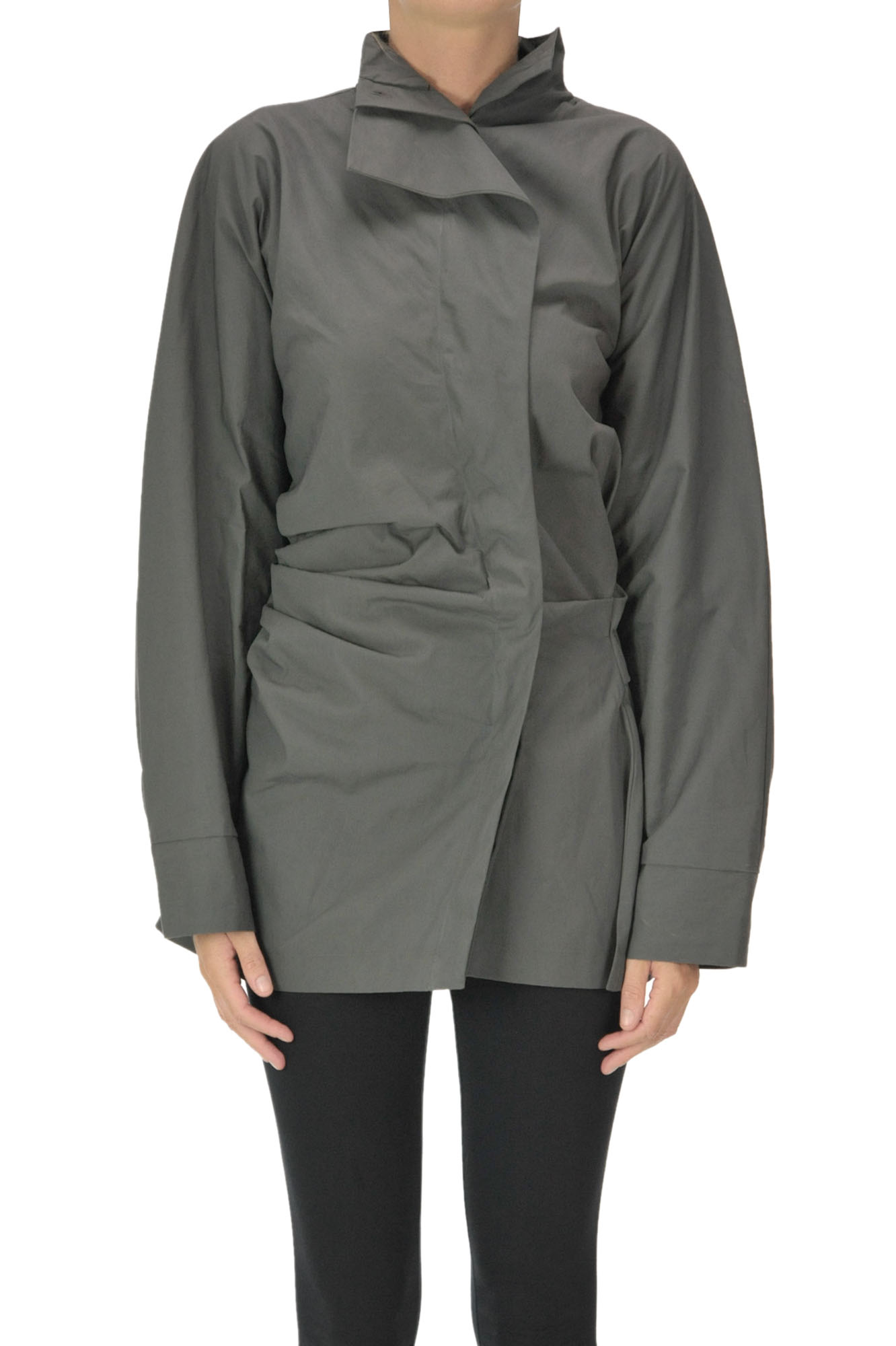 Camicia in cotone con drappeggi