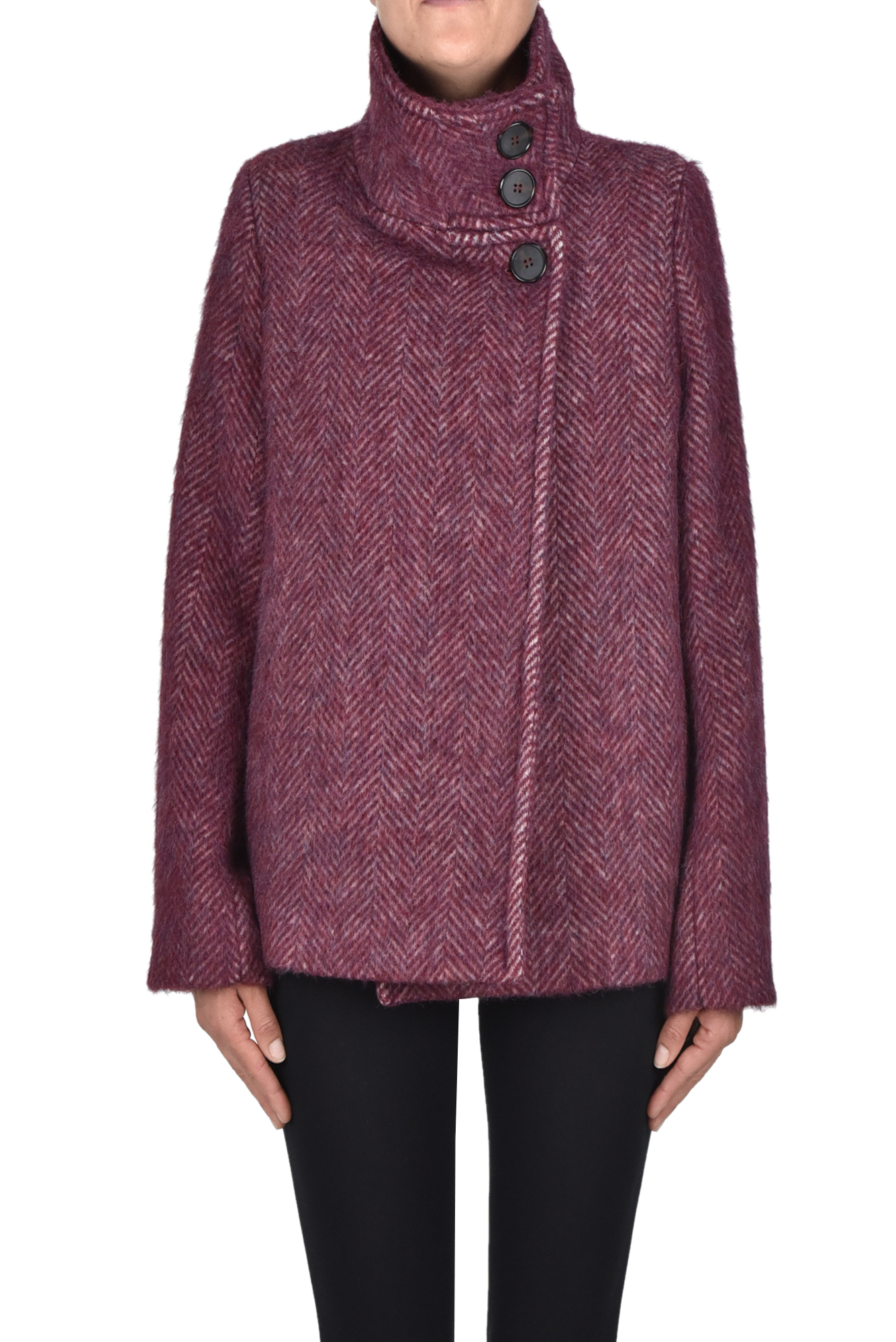 Éclà Herringbone Jacket In Burgundy
