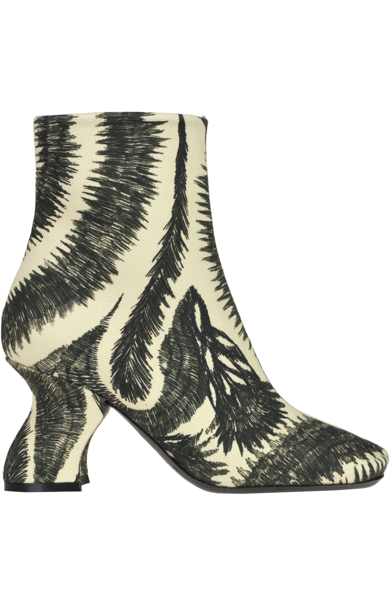 Dries Van Noten Printed Fabric Ankle-boots In Beige
