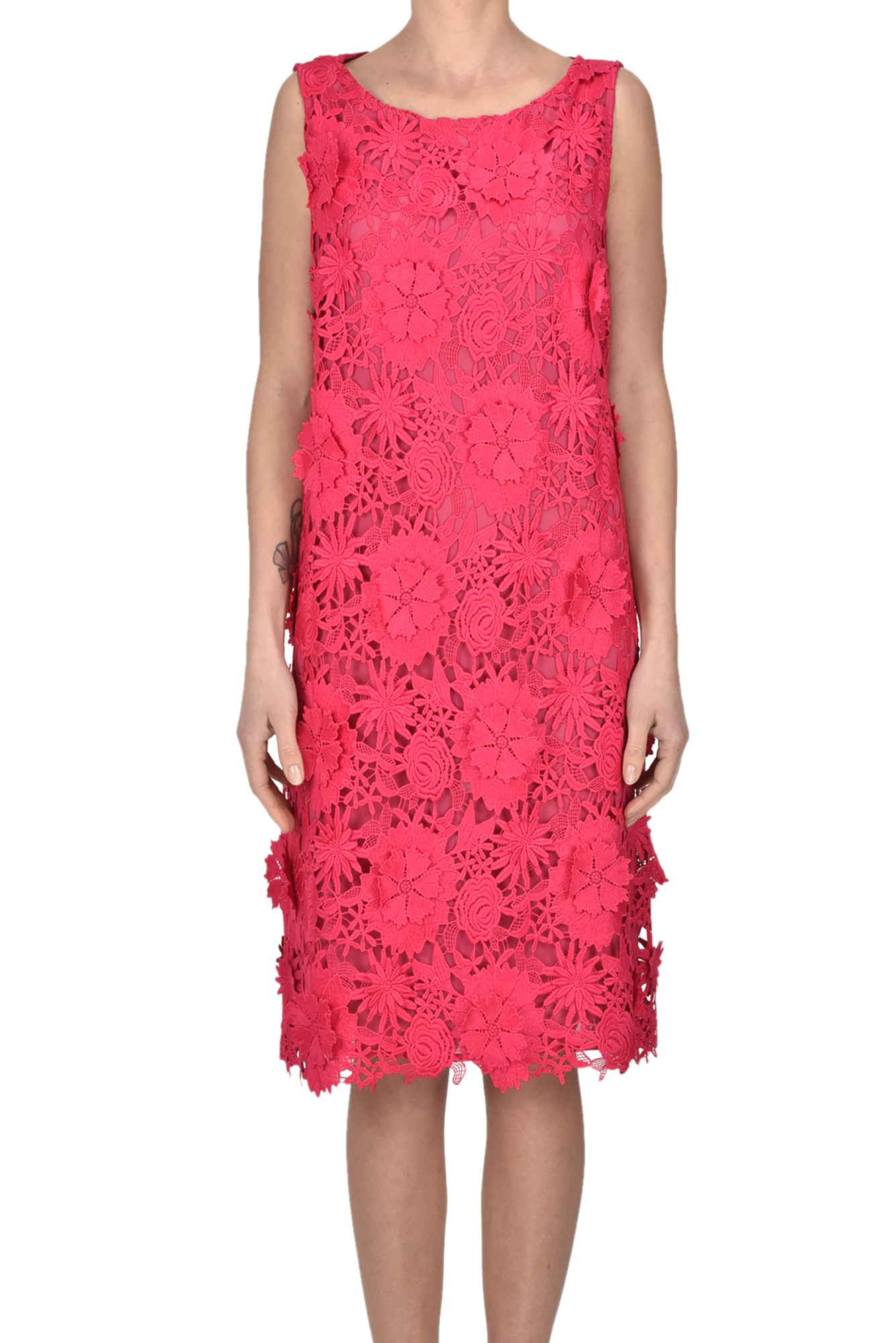 Clips Macramè Lace Sheath Dress In Fuxia