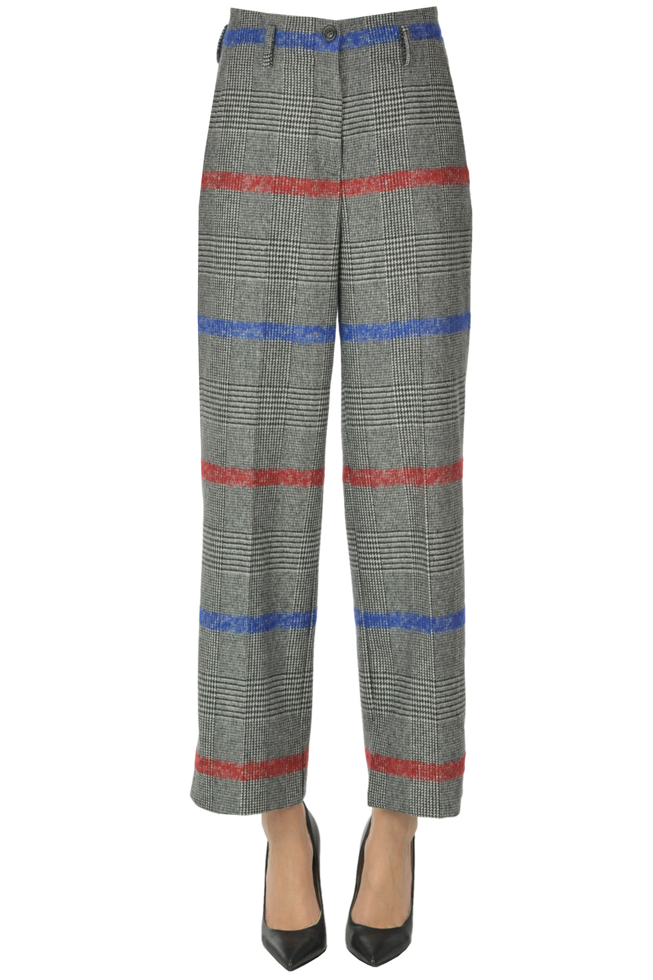 Gold Case Prince Of Wales Print Trousers In Multicoloured