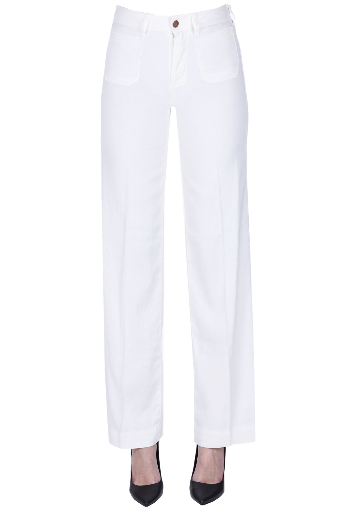 Shop Cigala's Linen-blend Wide Leg Jeans In White