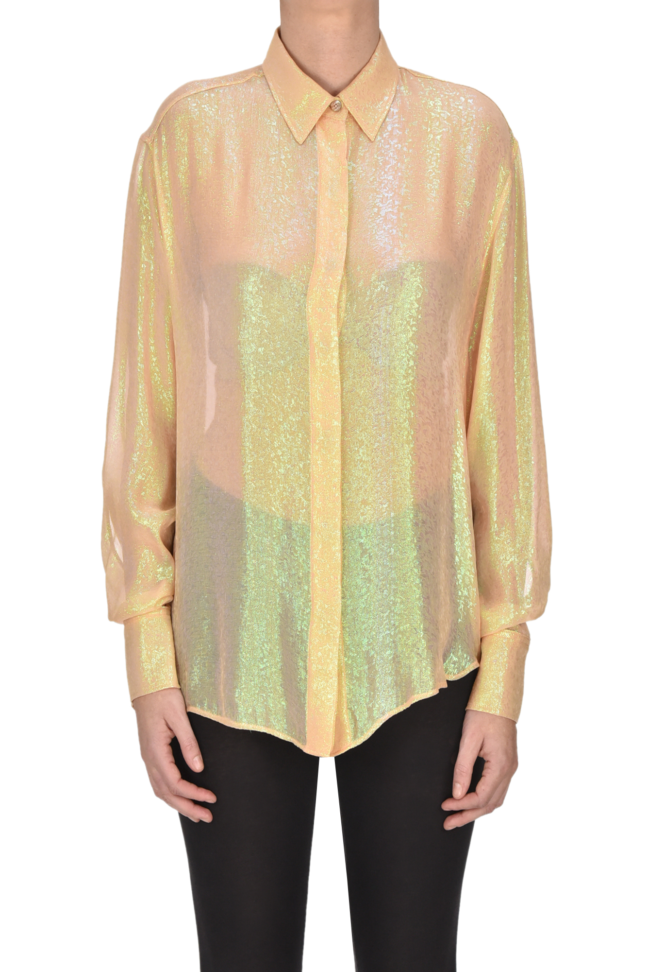 FORTE FORTE METALLIC EFFECT SILK SHIRT