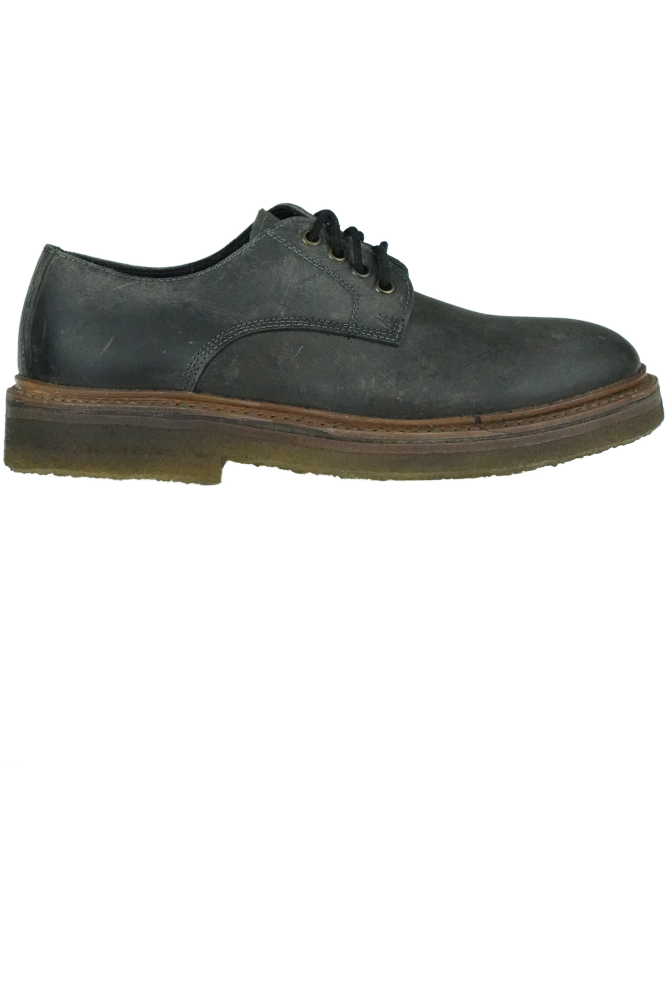 Punto Pigro Used Effect Leather Derby Shoes In Gray