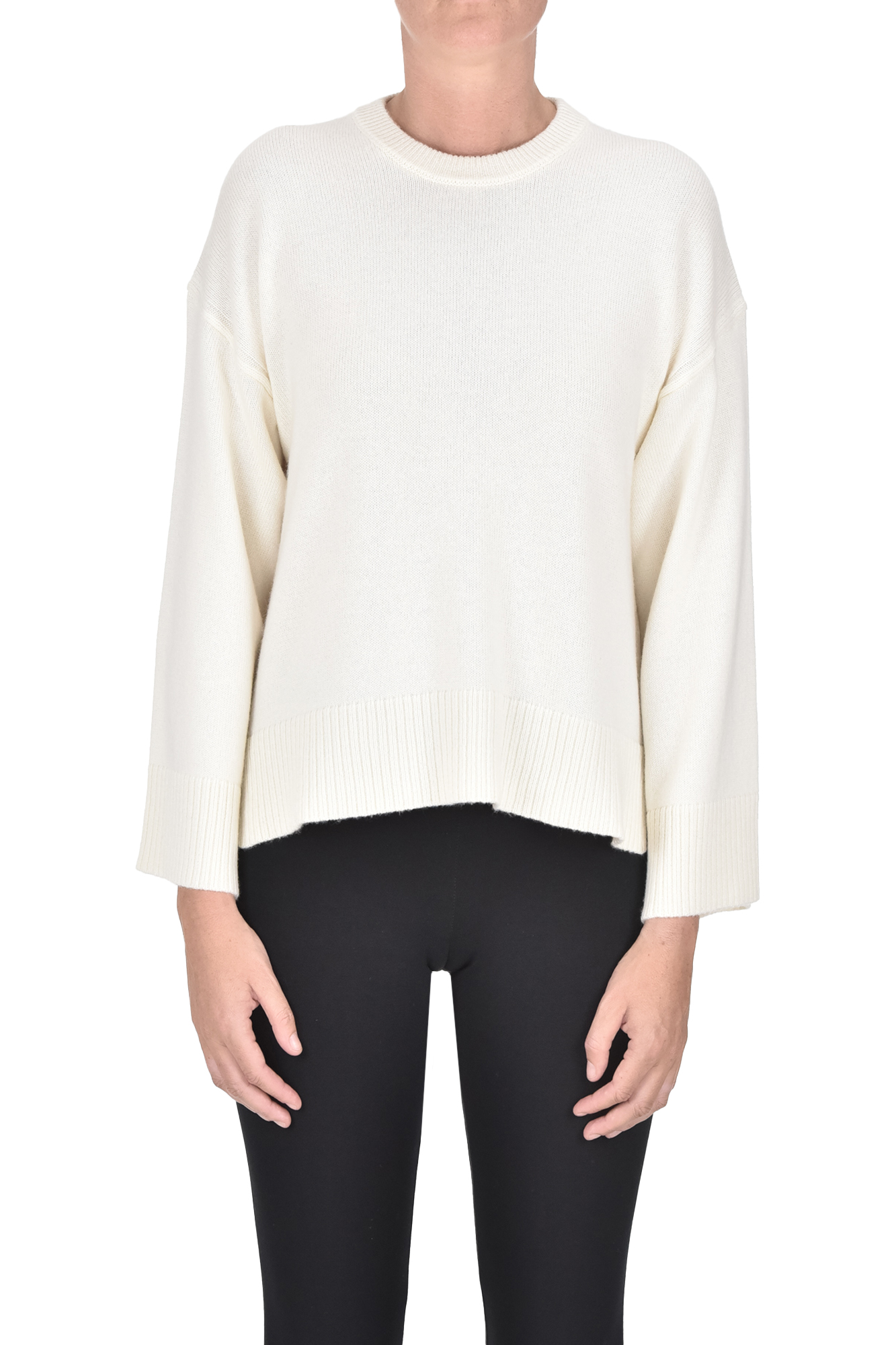 Purotatto Cashmere Boxy Pullover In White