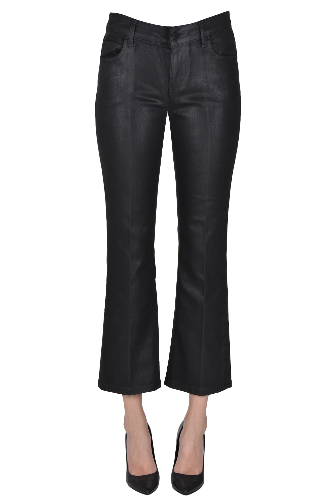 Anaii Coated Effect Bootcut Jeans In Black