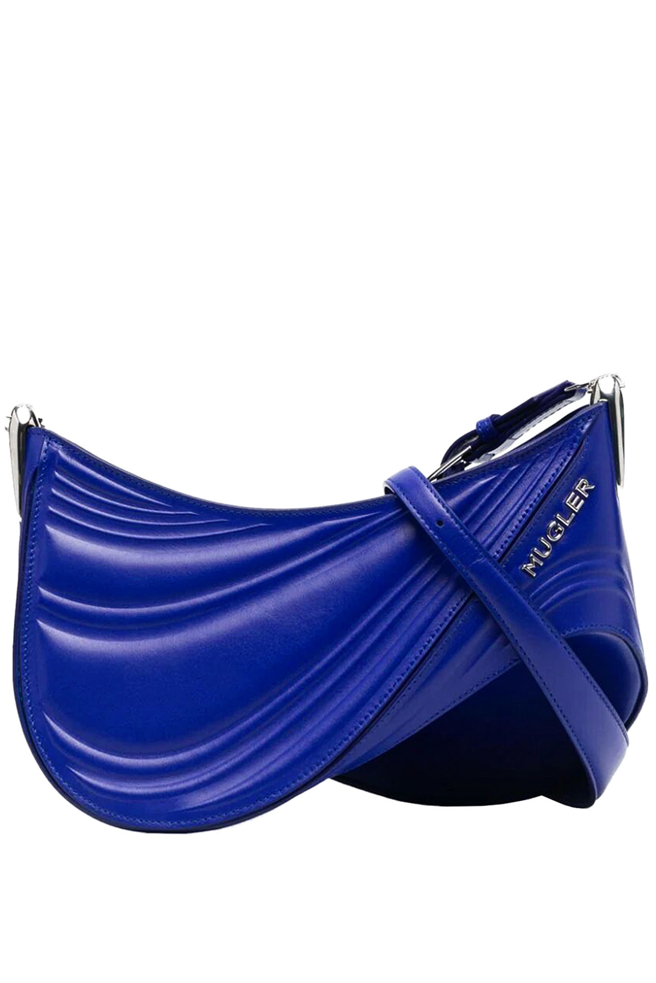 Mugler Large Spiral Shoulder Bag In Blue
