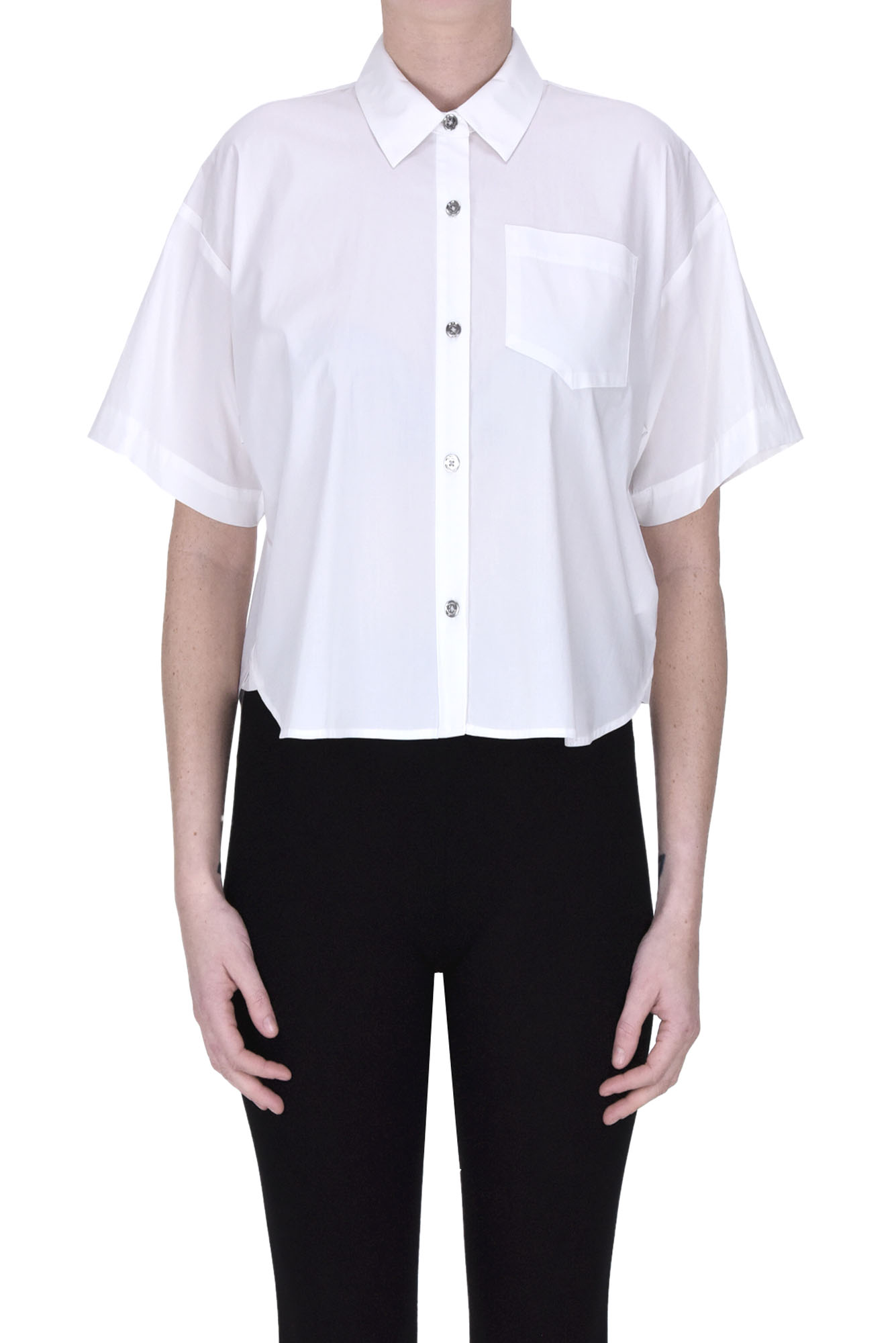 Shop Michael Michael Kors Cropped Cotton Shirt In White