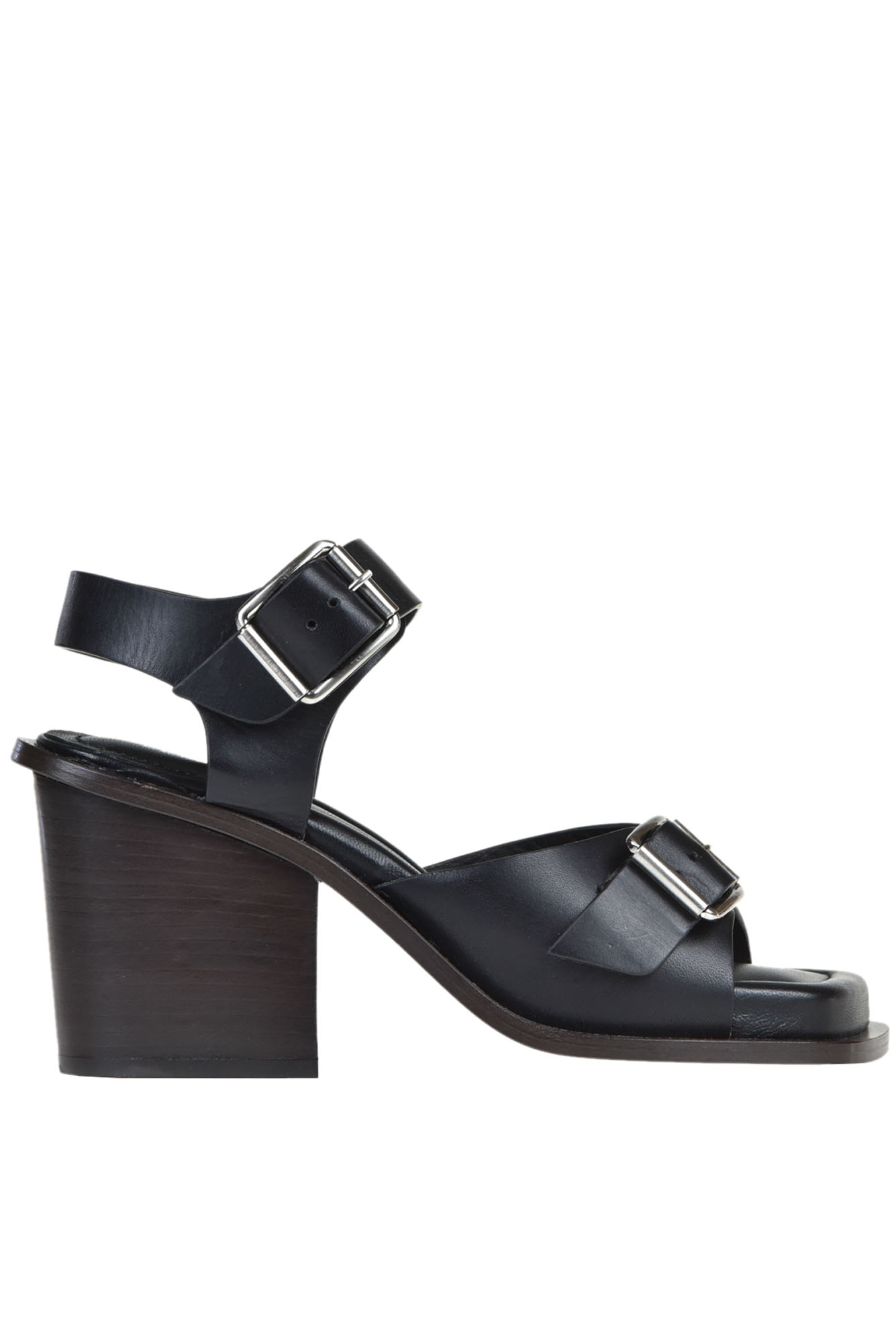 Shop Lemaire Squared Heeled Leather Pumps In Black