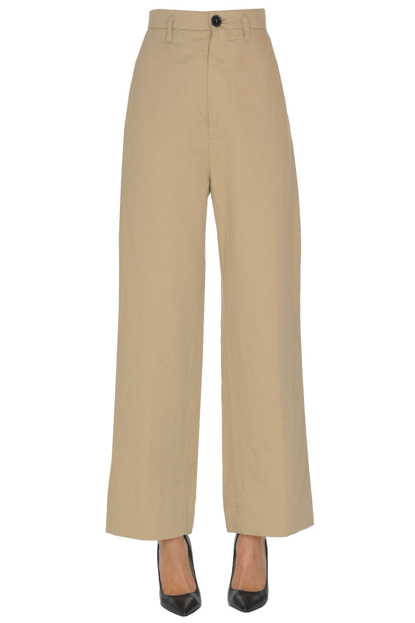 Marni Cotton And Linen Trousers In Beige
