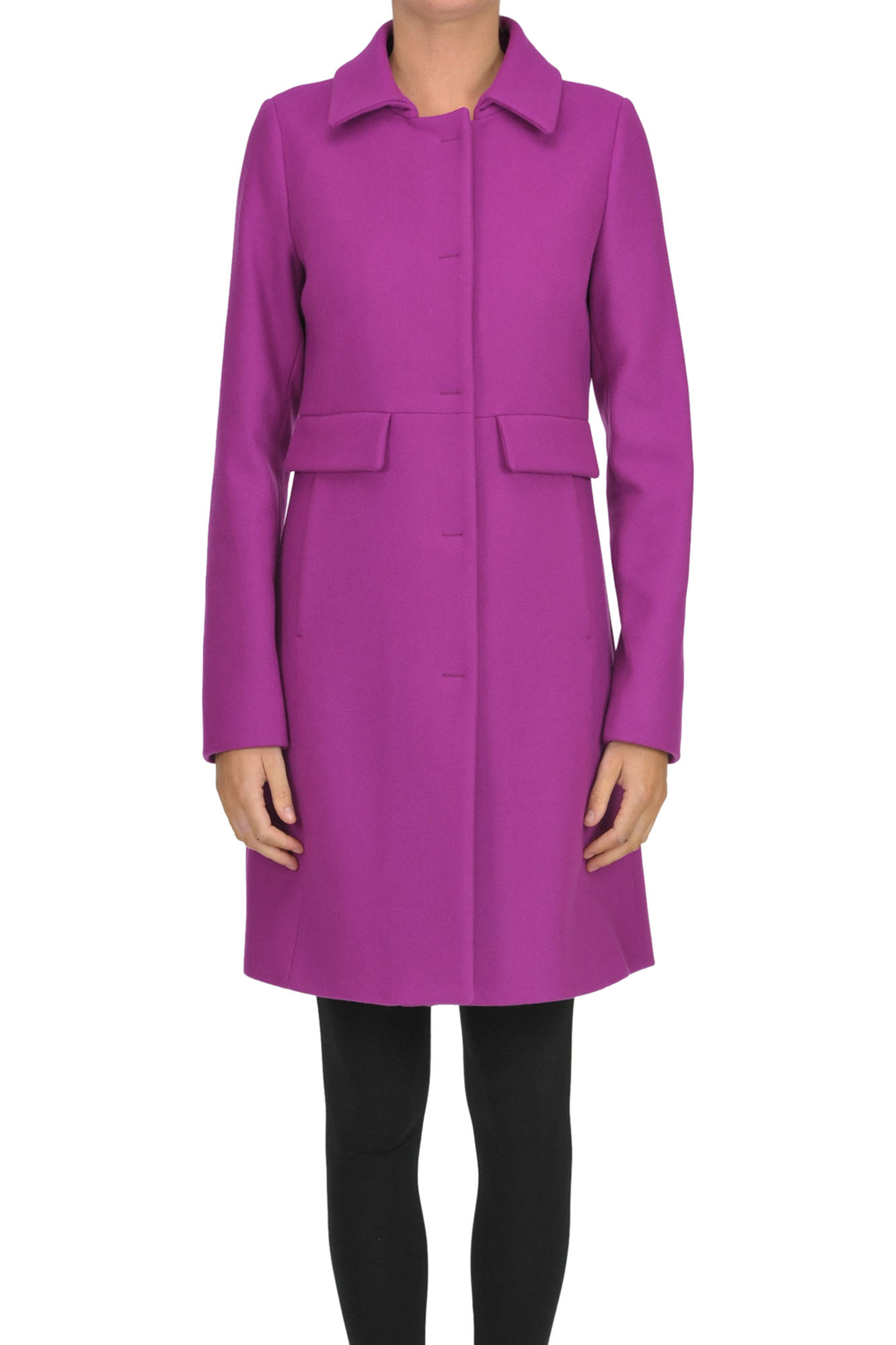 Herno Wool-blend Cloth Coat In Fuxia