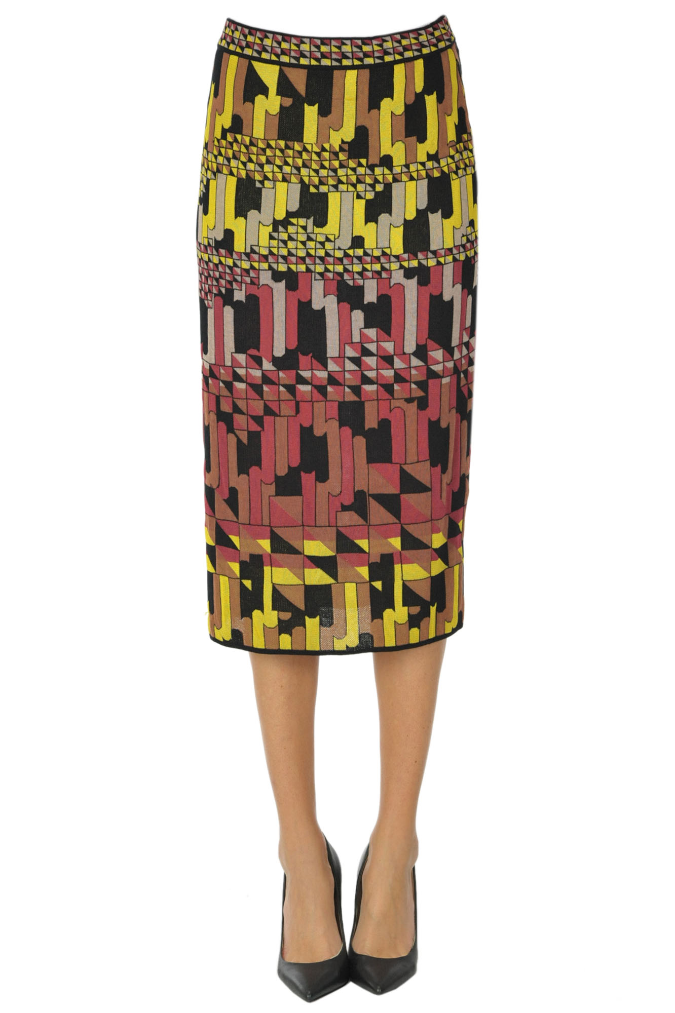 M Missoni Textured Knit Pencil Skirt In Multicoloured