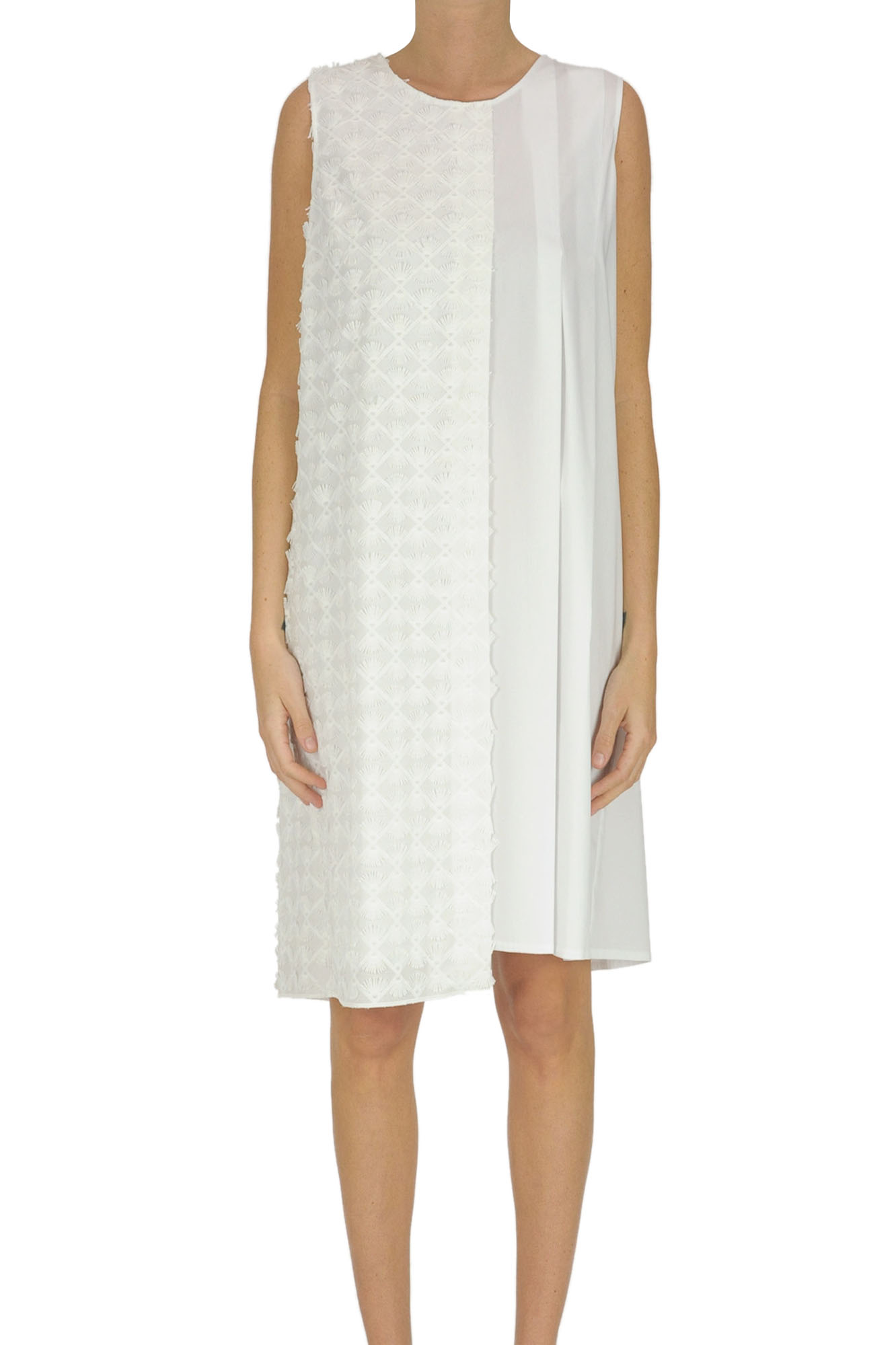 D-exterior Cotton-blend Dress In White