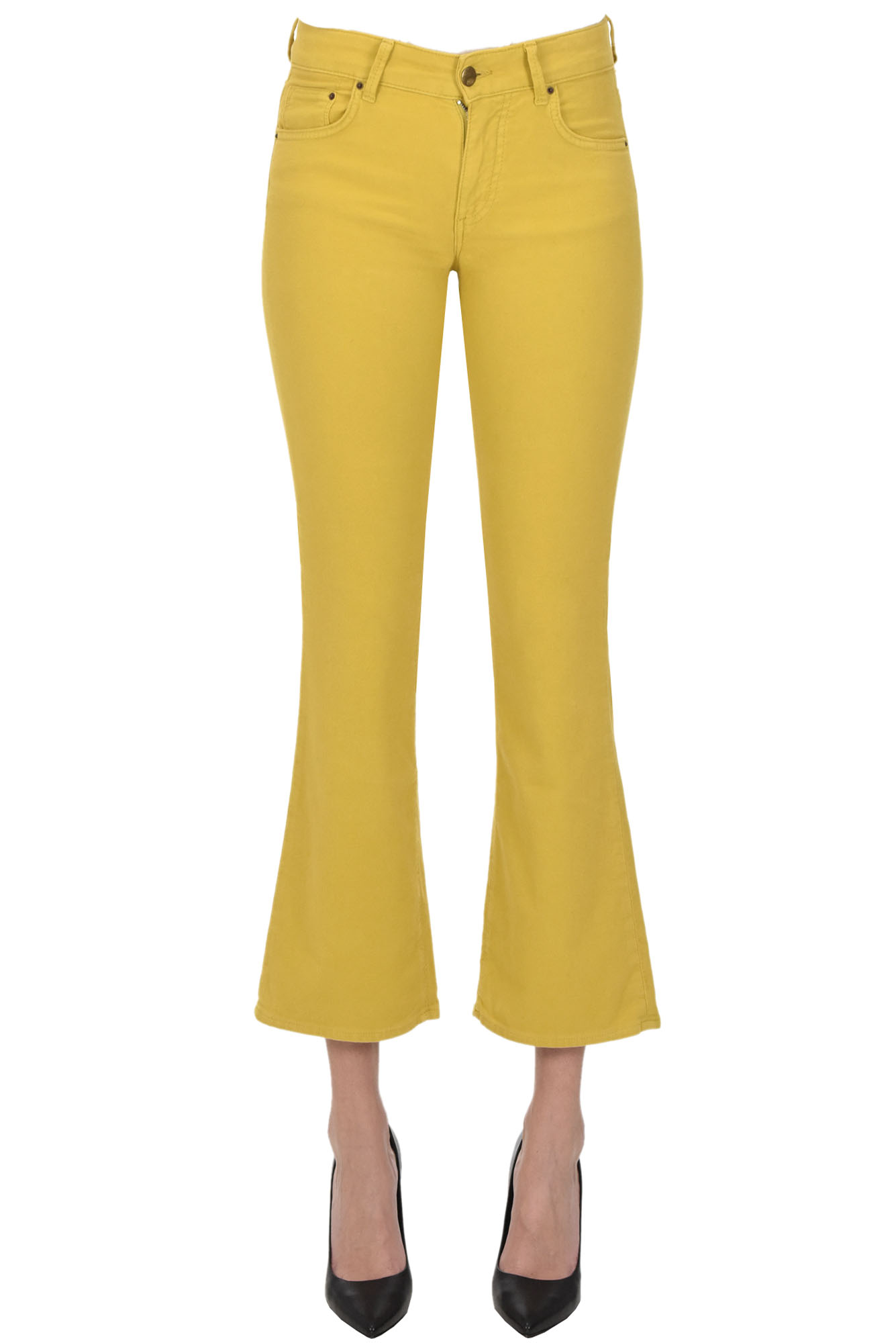 Ps. Don't Forget Me Velvet 5 Pockets Style Trousers In Mustard