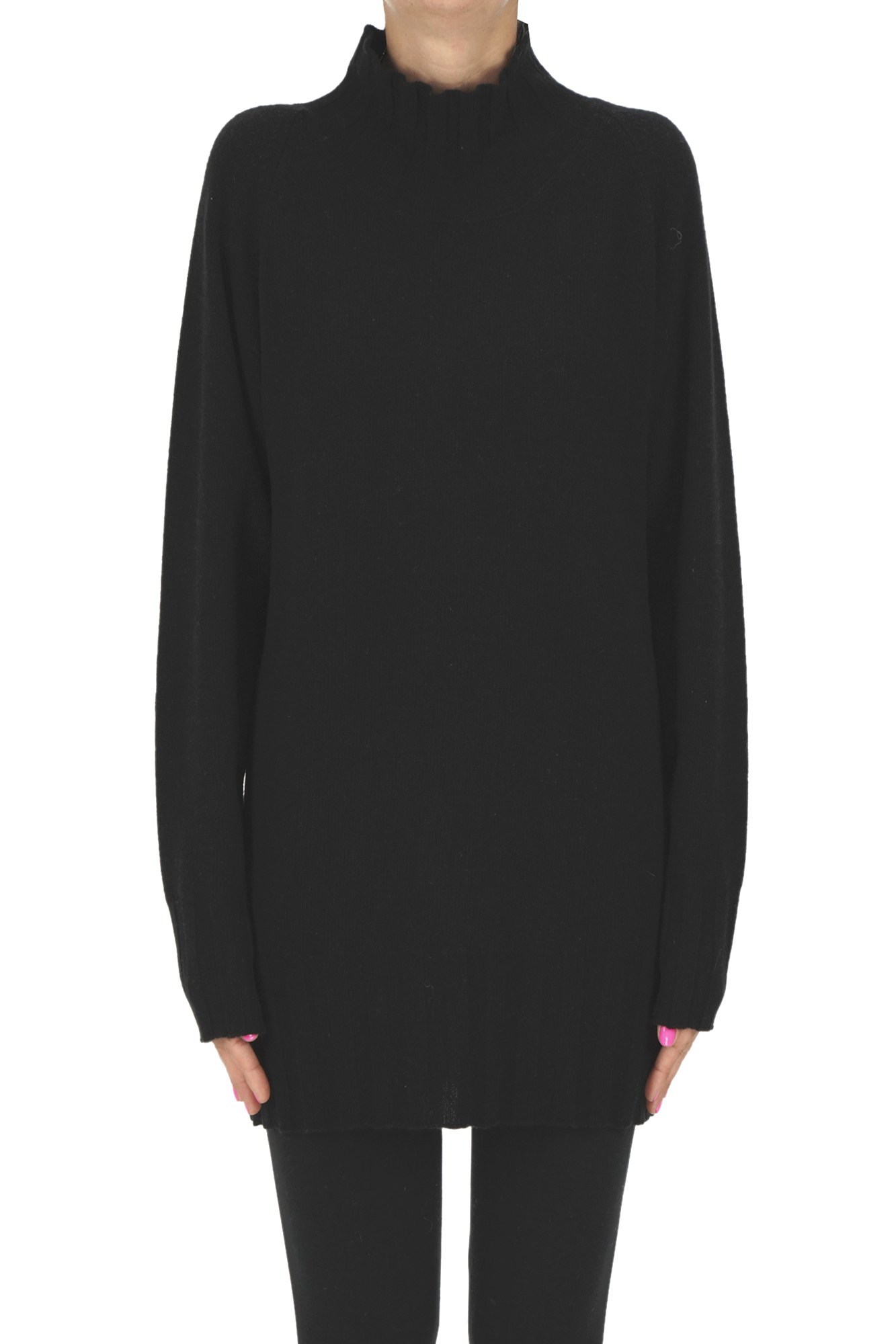 Millenovcentocinquanta7 Turleneck Maxi Pullover In Black