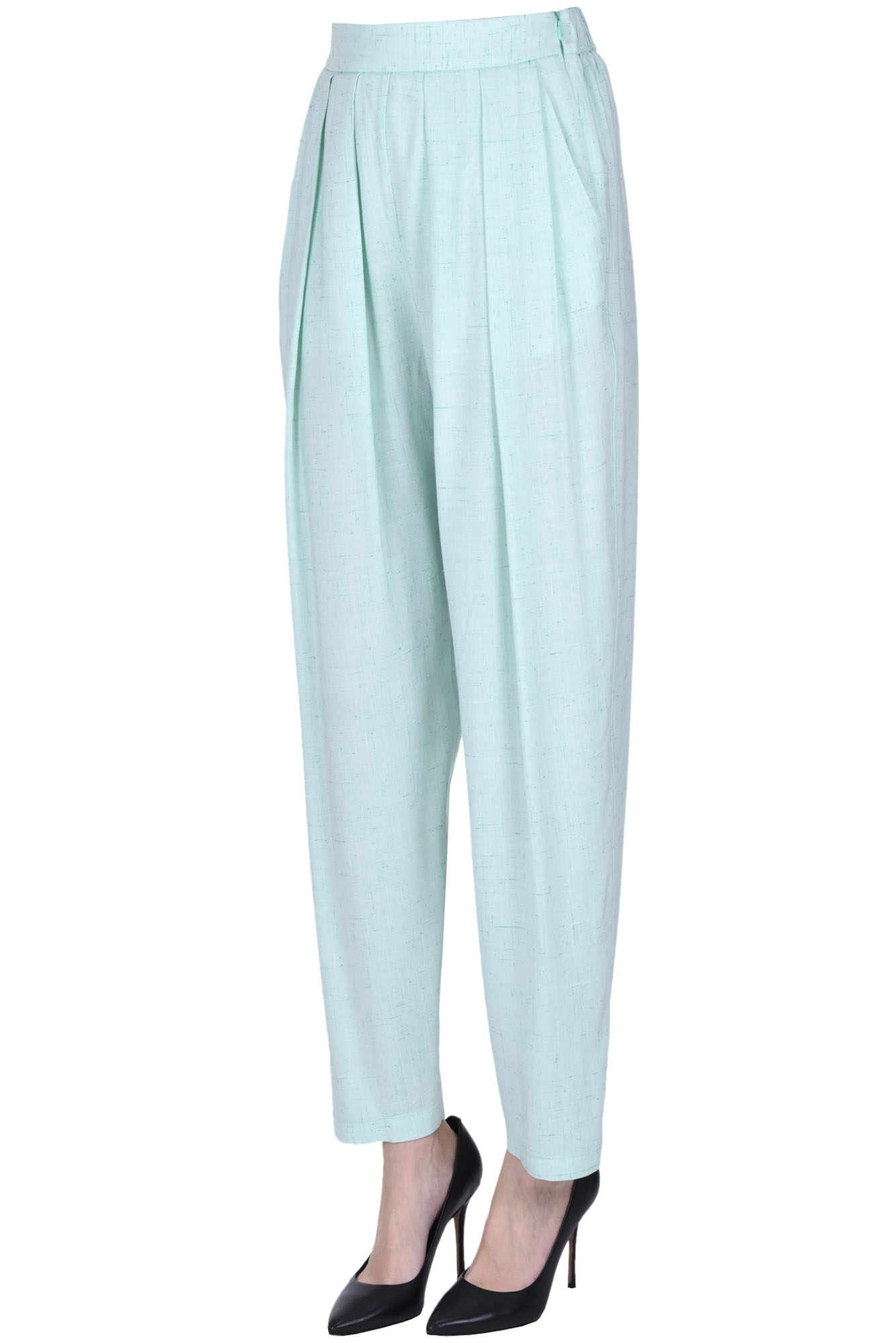 Shop Forte Forte Viscose Trousers In Pastel Green
