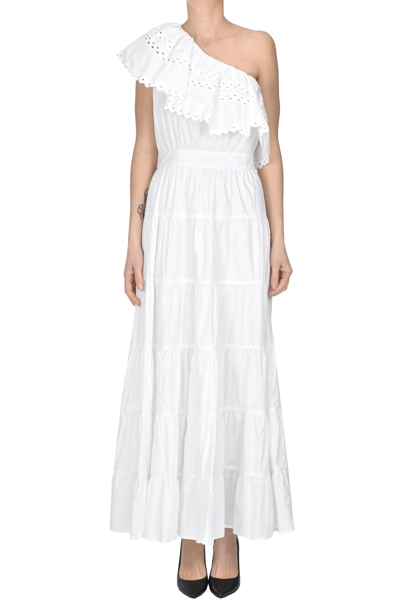Antik Batik One Shoulder Dress In White
