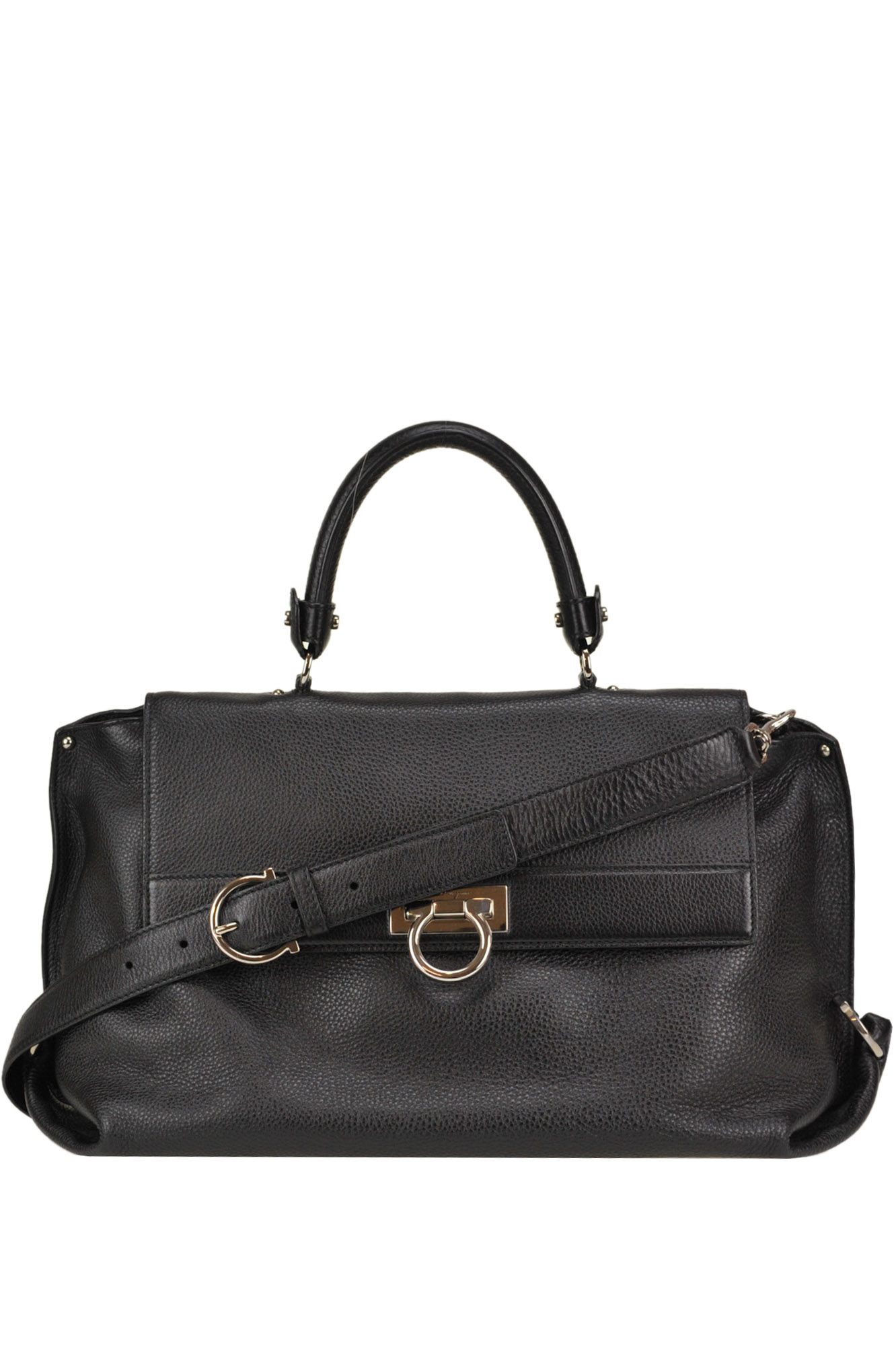Ferragamo Sofia Grainy Leather Bag In Black