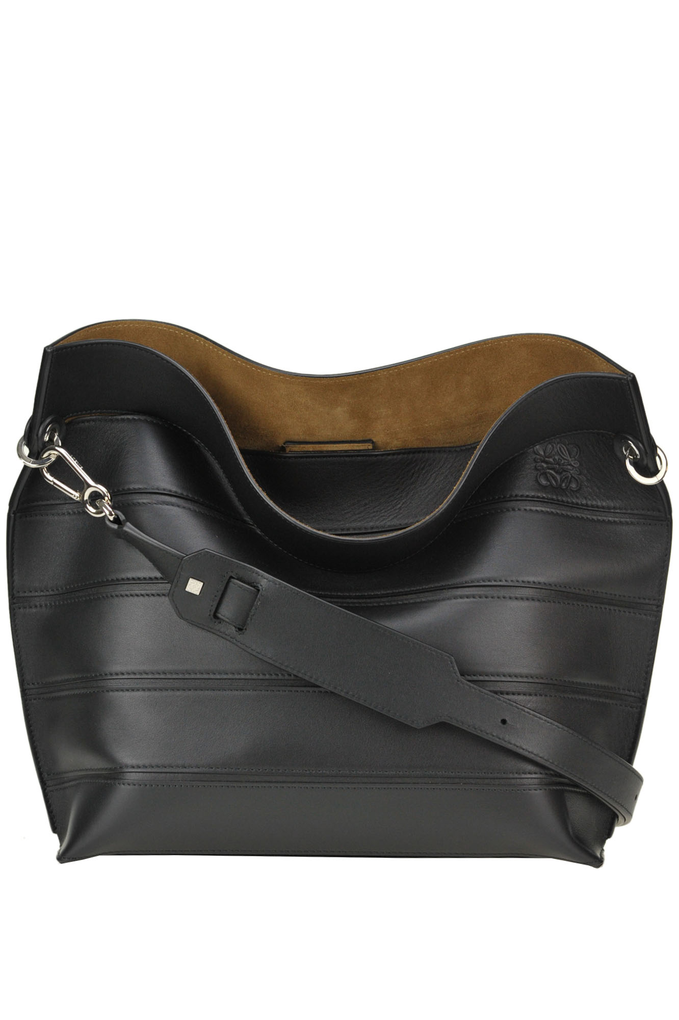 Loewe Strip Leather Bag In Black