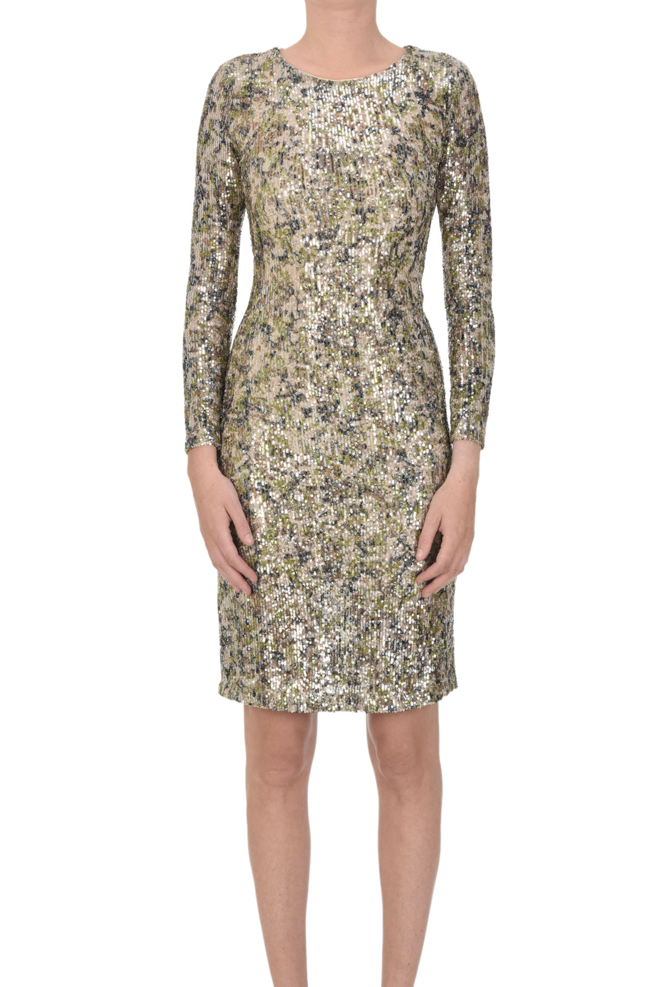 Alessandra Gallo Sequined Camouflage Print Tulle Dress In Multicoloured
