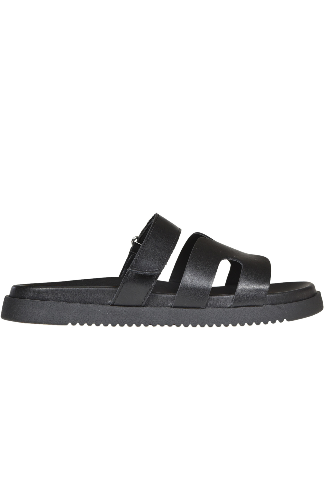 Steve Madden Womens Black Missile Multi-strap Flat Leather Sandals In Black