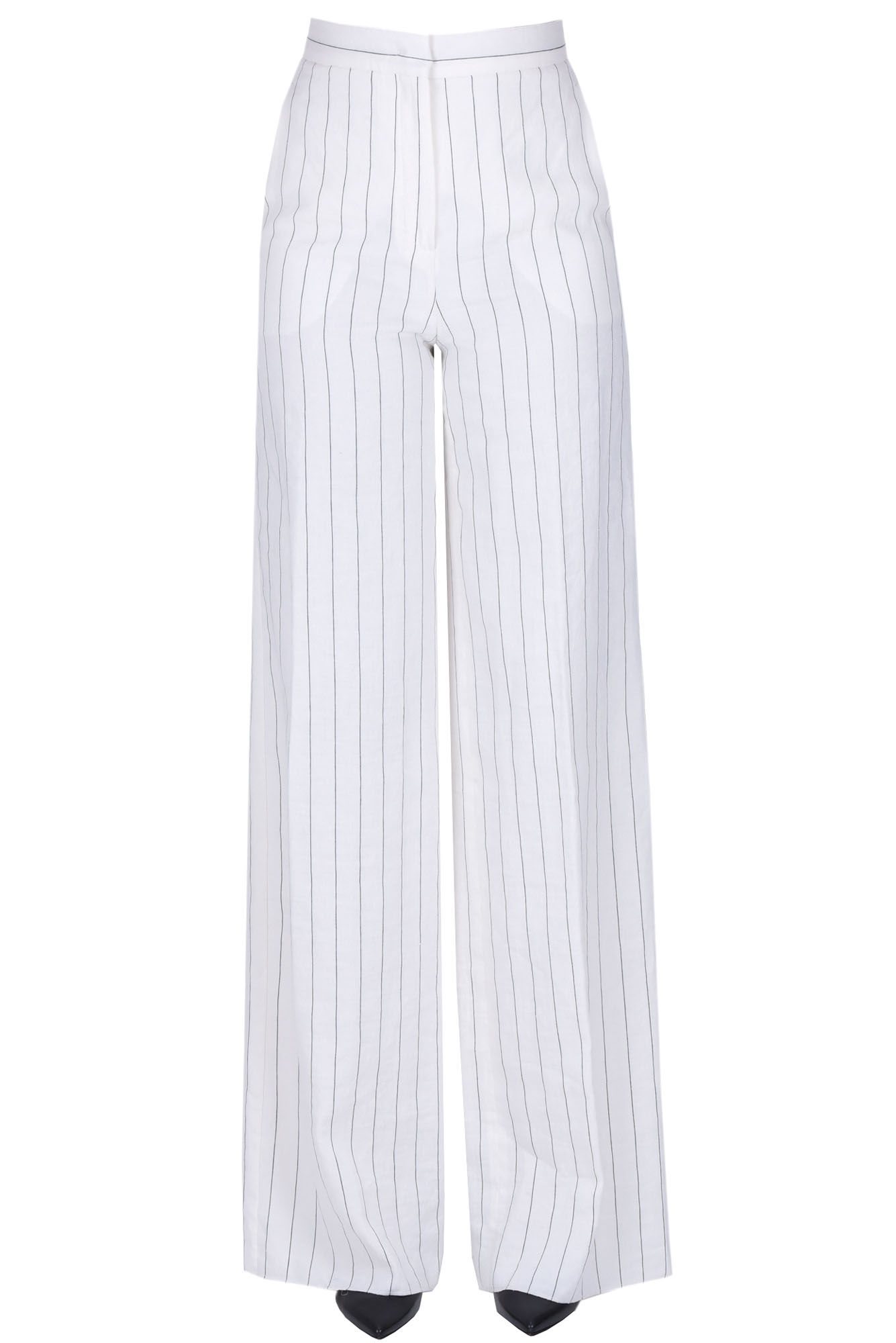 Shop Max Mara Maratea Pinstriped Trousers In Ivory