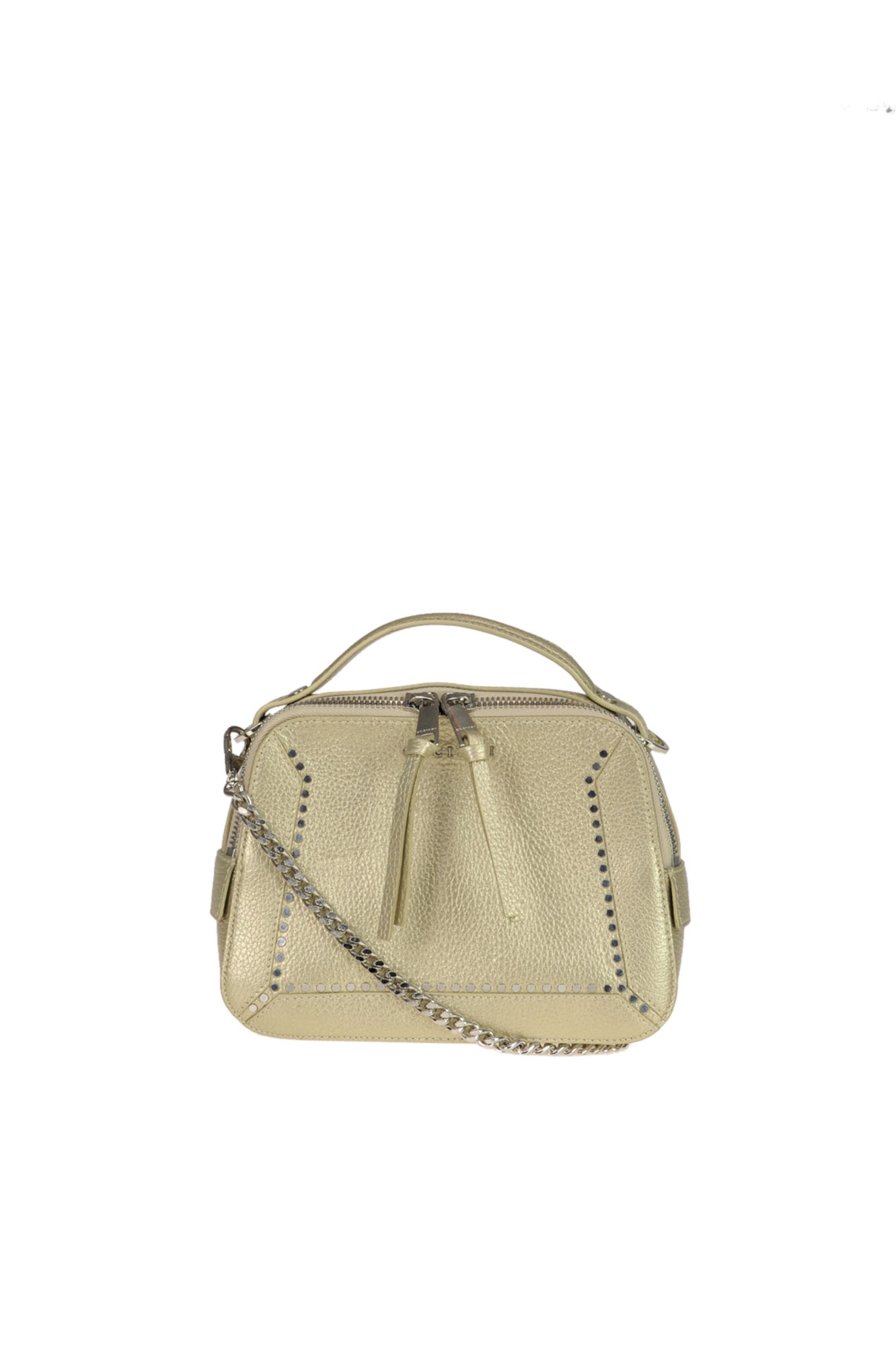 Orciani Soft Stud Leather Bag In Gold