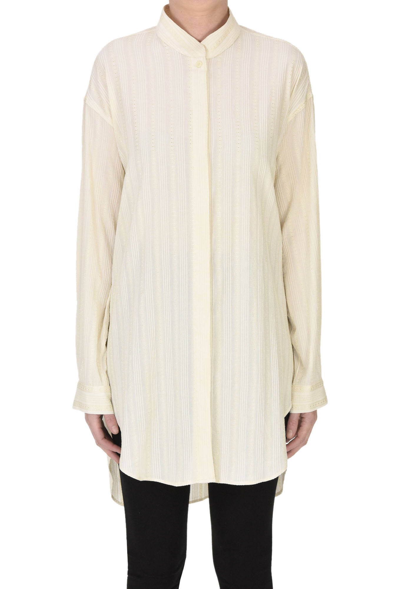 Shop Seafarer Textured Popeline Cotton Shirt In Ivory