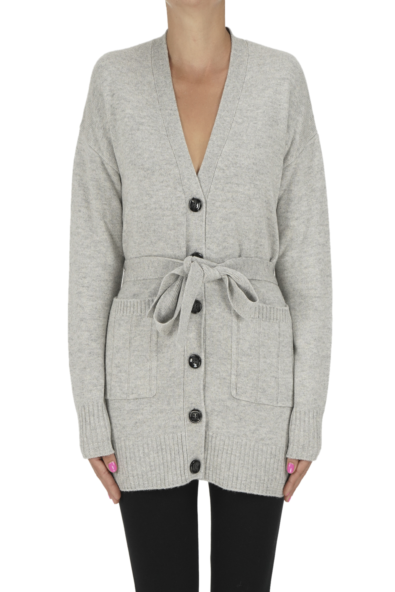 Pennyblack Waistbelt Cardigan In Gray