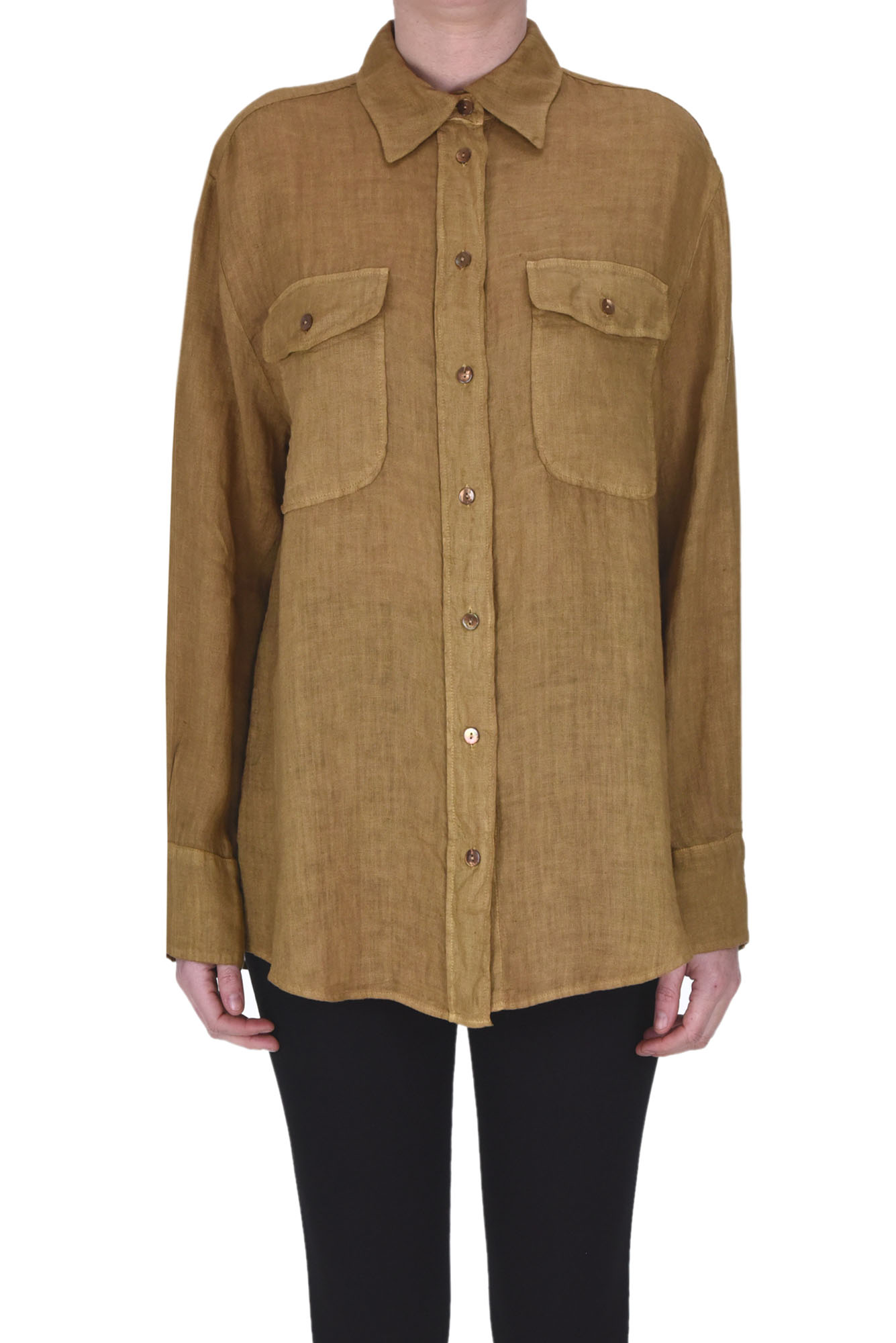 Shop Kiltie Linen Shirt In Light Brown
