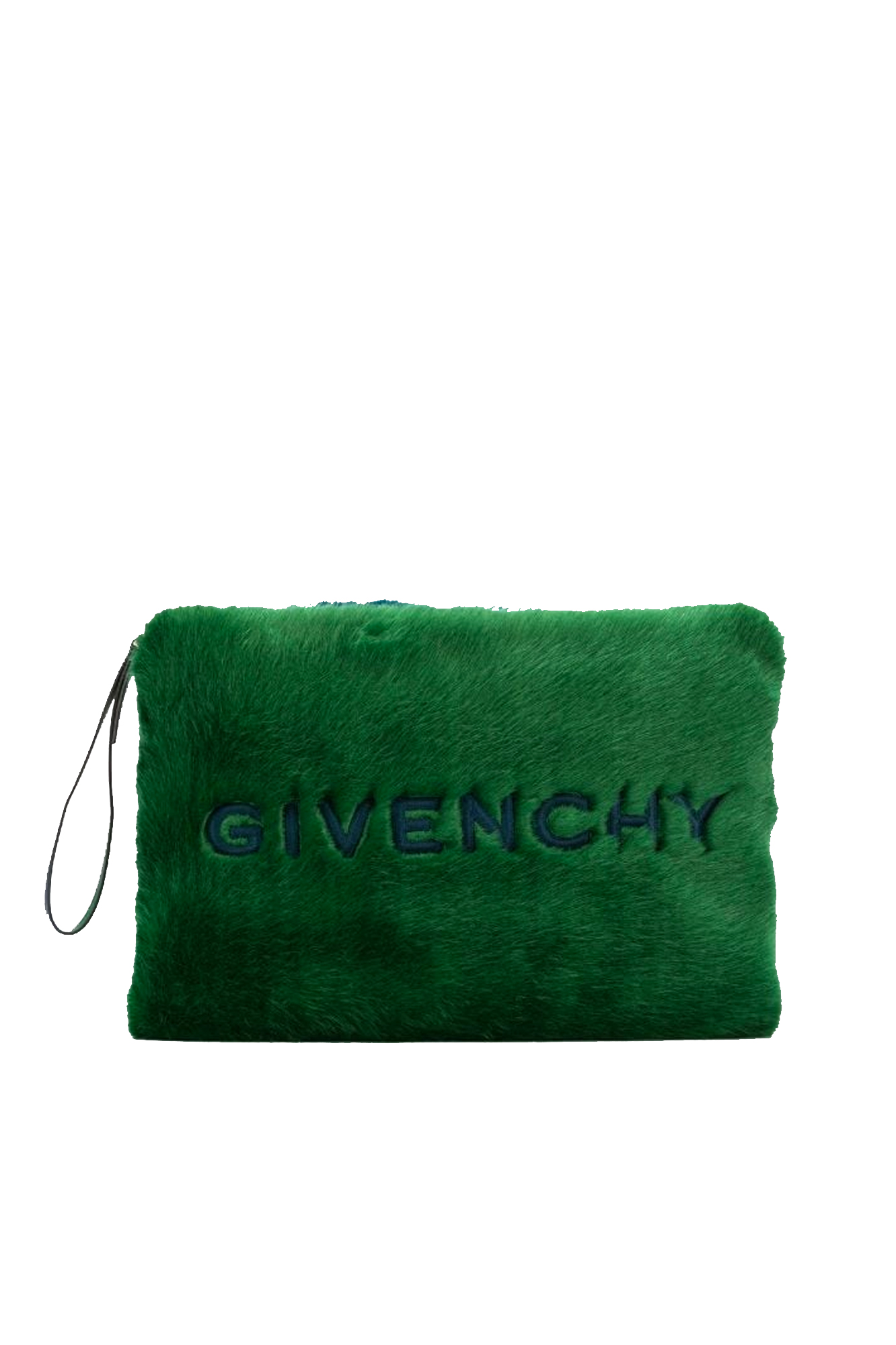 Givenchy Emblem Large Eco-fur Pouch In Green