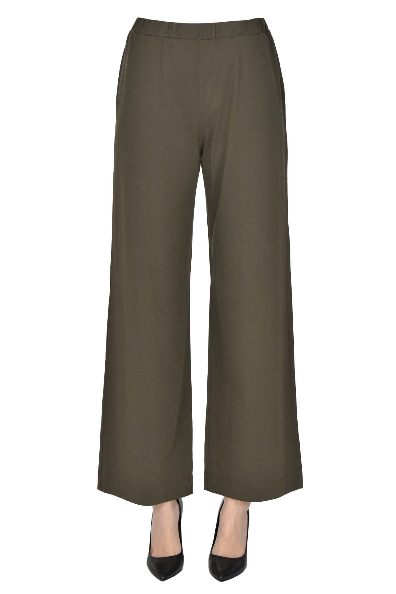 Aspesi Jersey Trousers In Olive Green