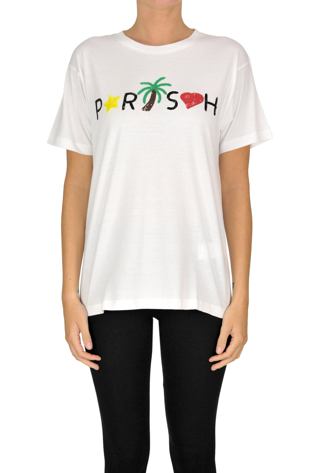 Sequined designer logo t-shirt