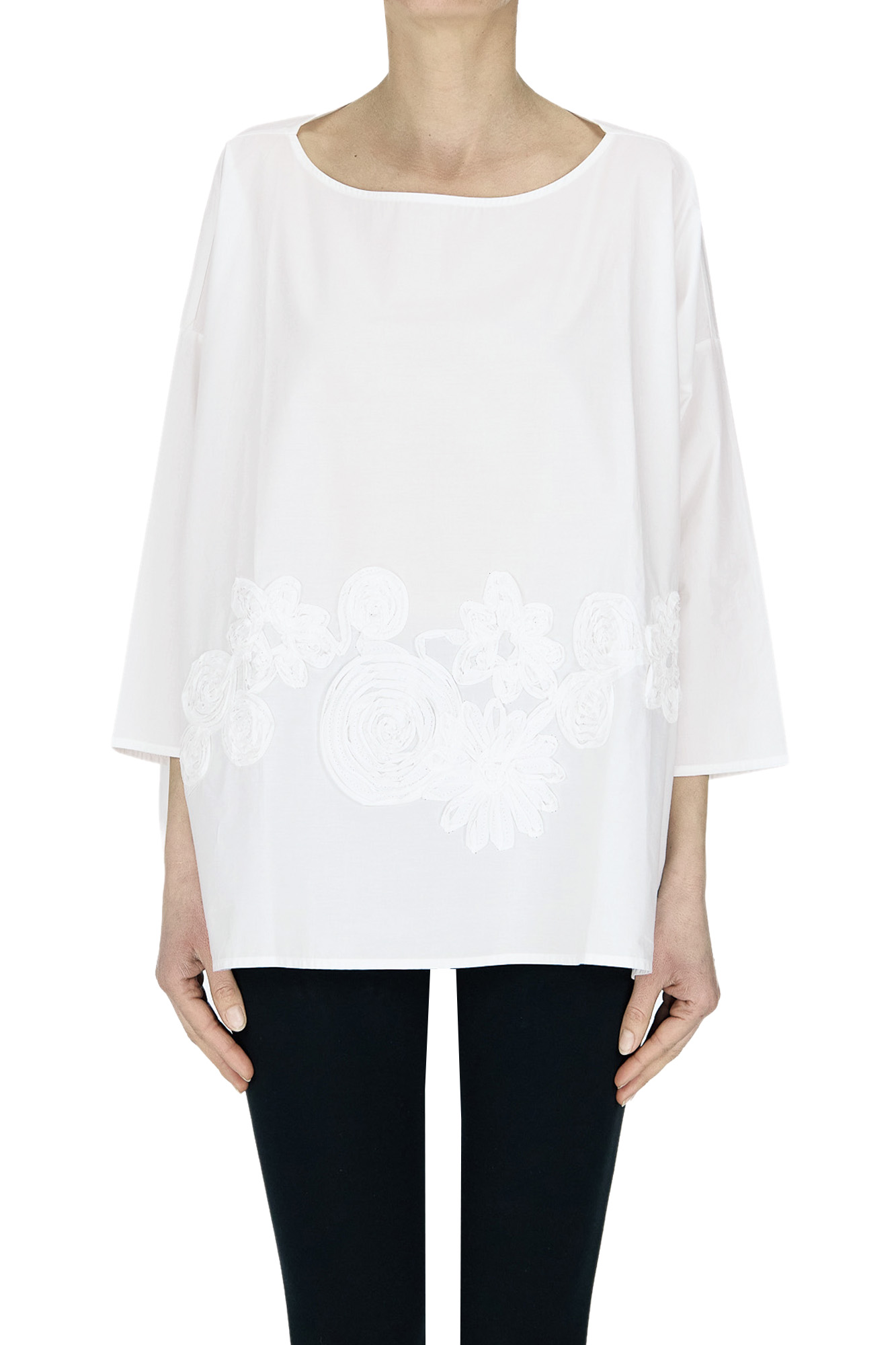 Why Ci Flower Applications Blouse In White