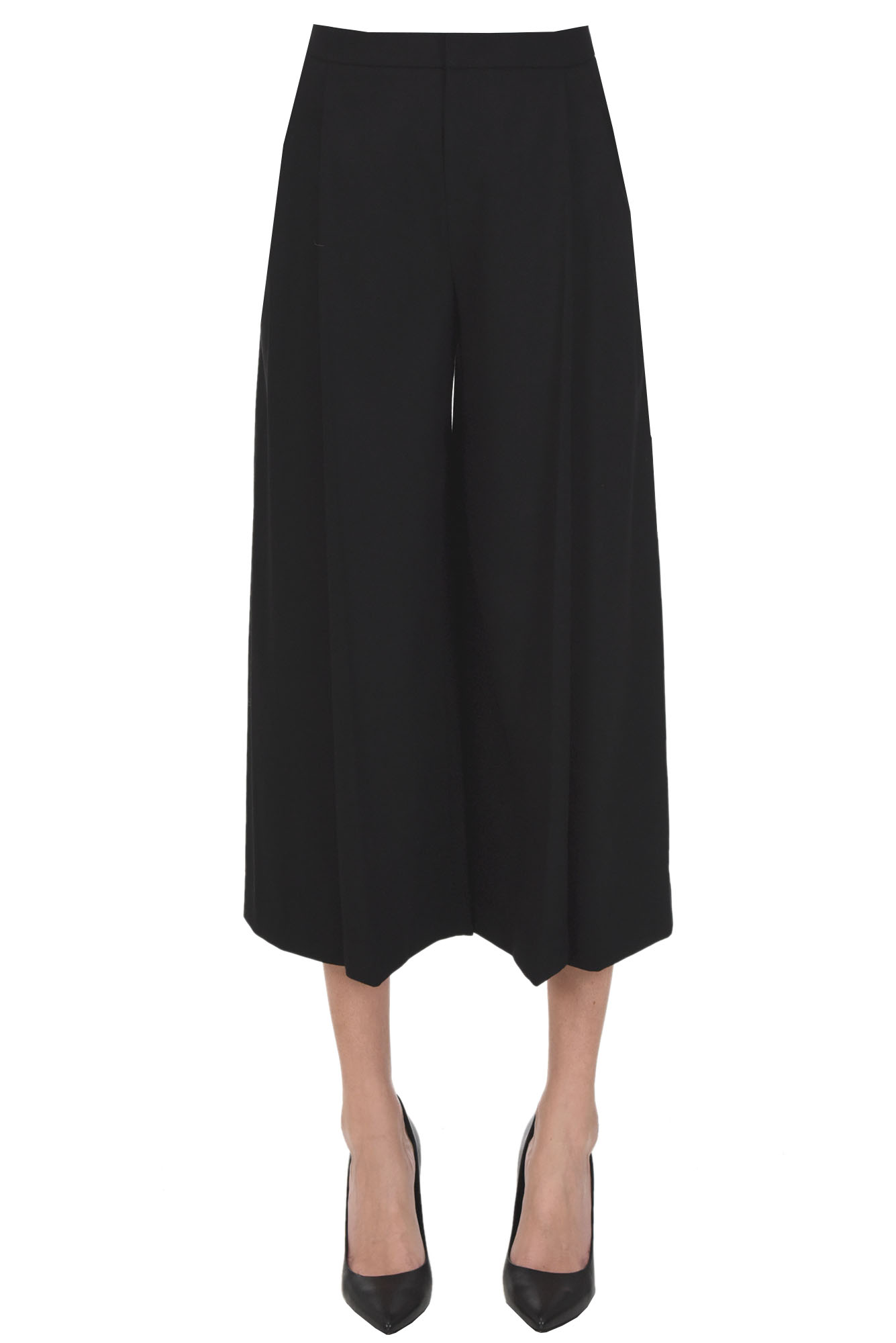 Vince Cropped Trousers With Darts In Black