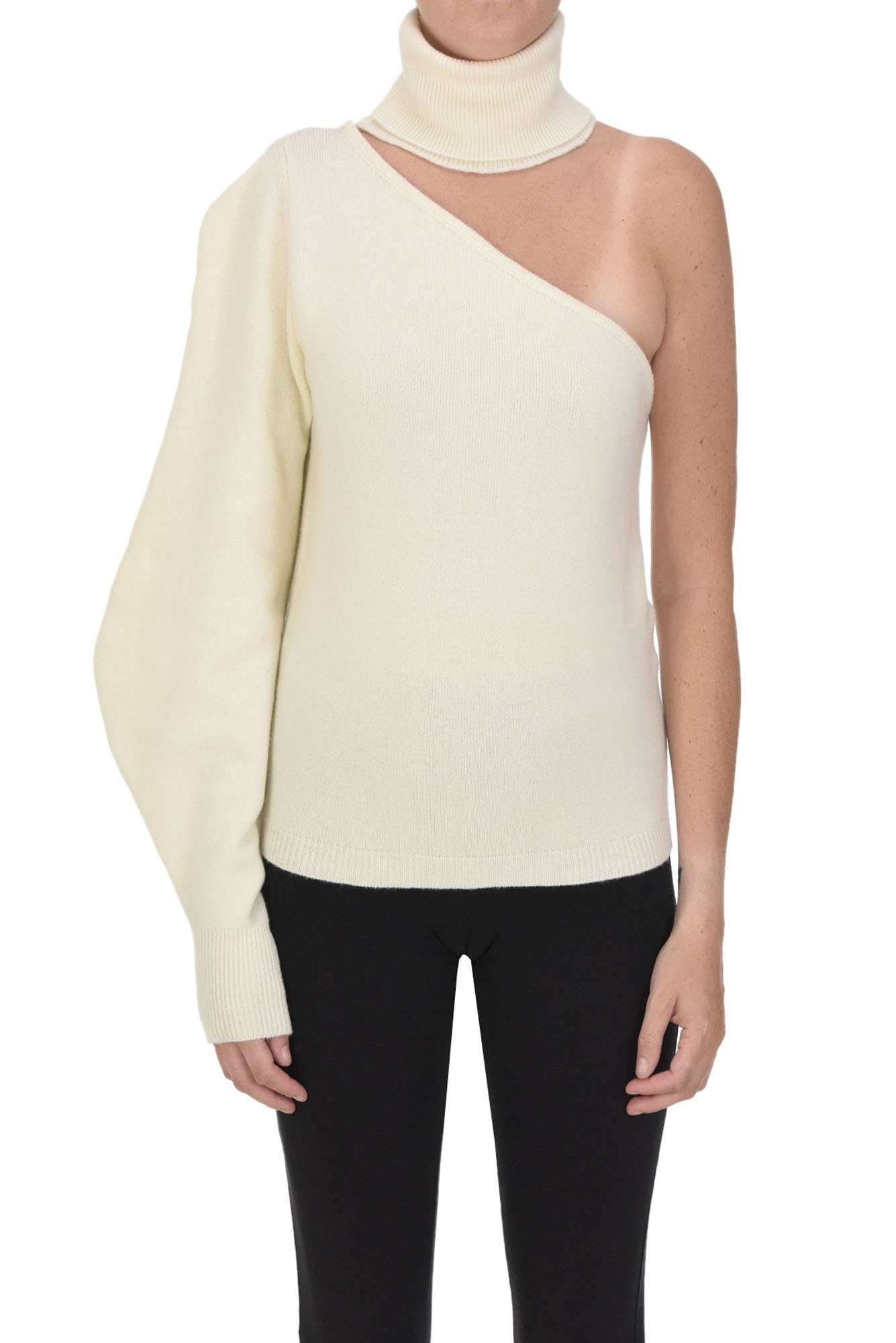 Federica Tosi One Shoulder Pullover In Ivory