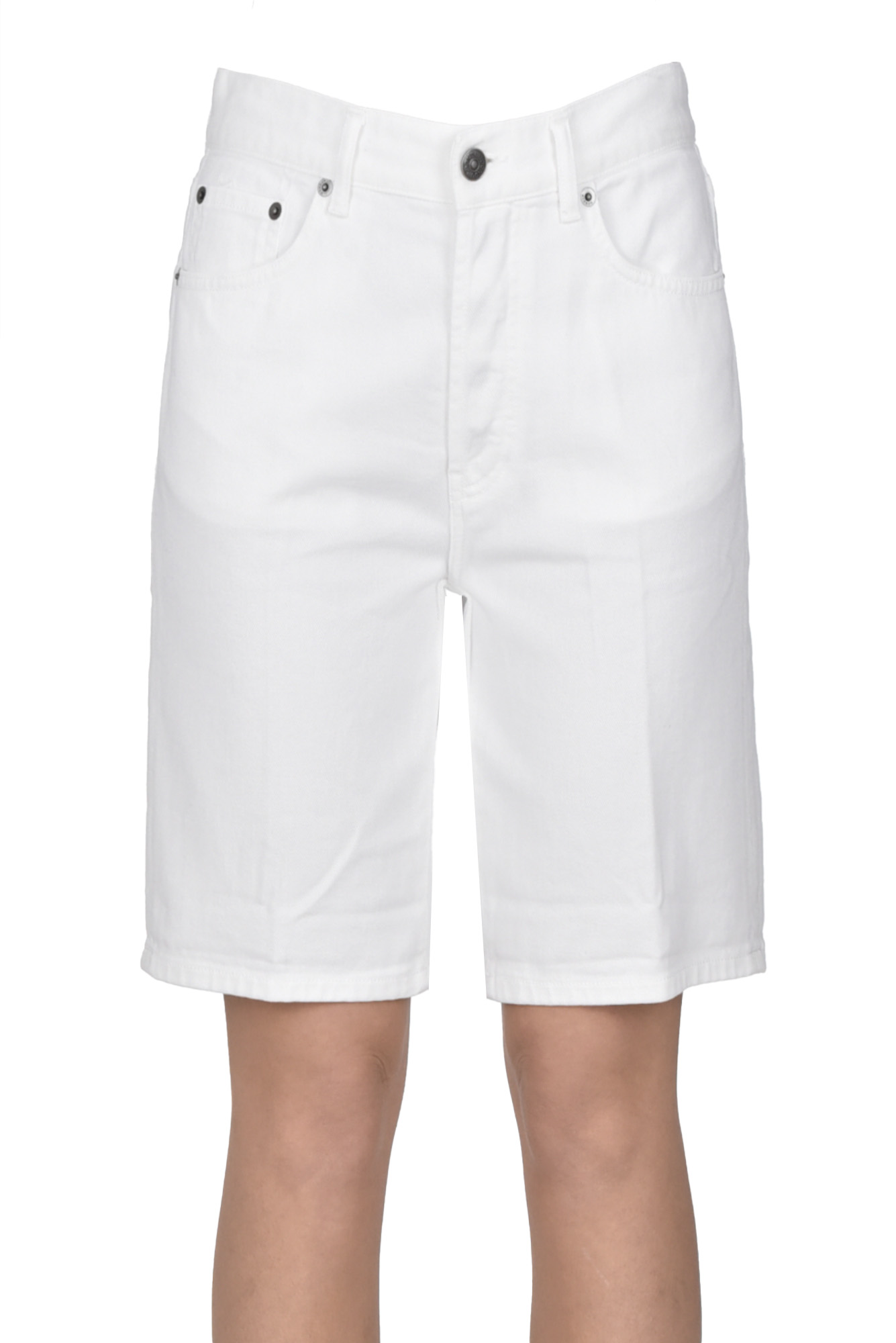 Dondup Dade Denim Bermuda In White