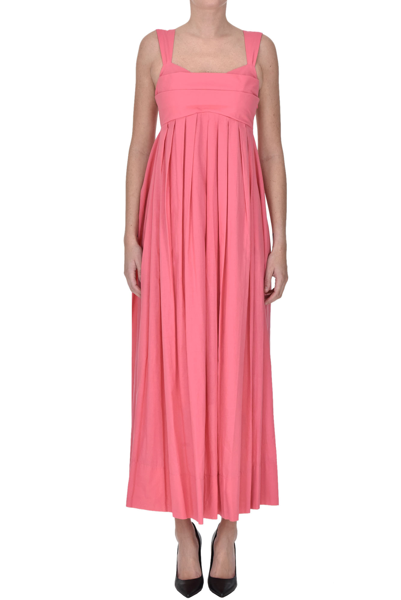 Milva Mi Cotton Long Dress In Dark Pink