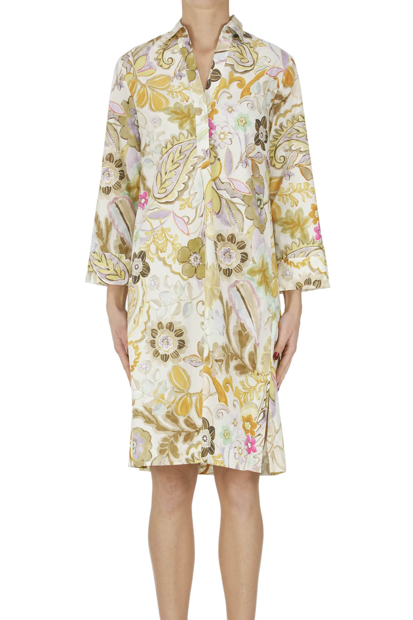 Guglielminotti Cotton Tunic Dress In Multi