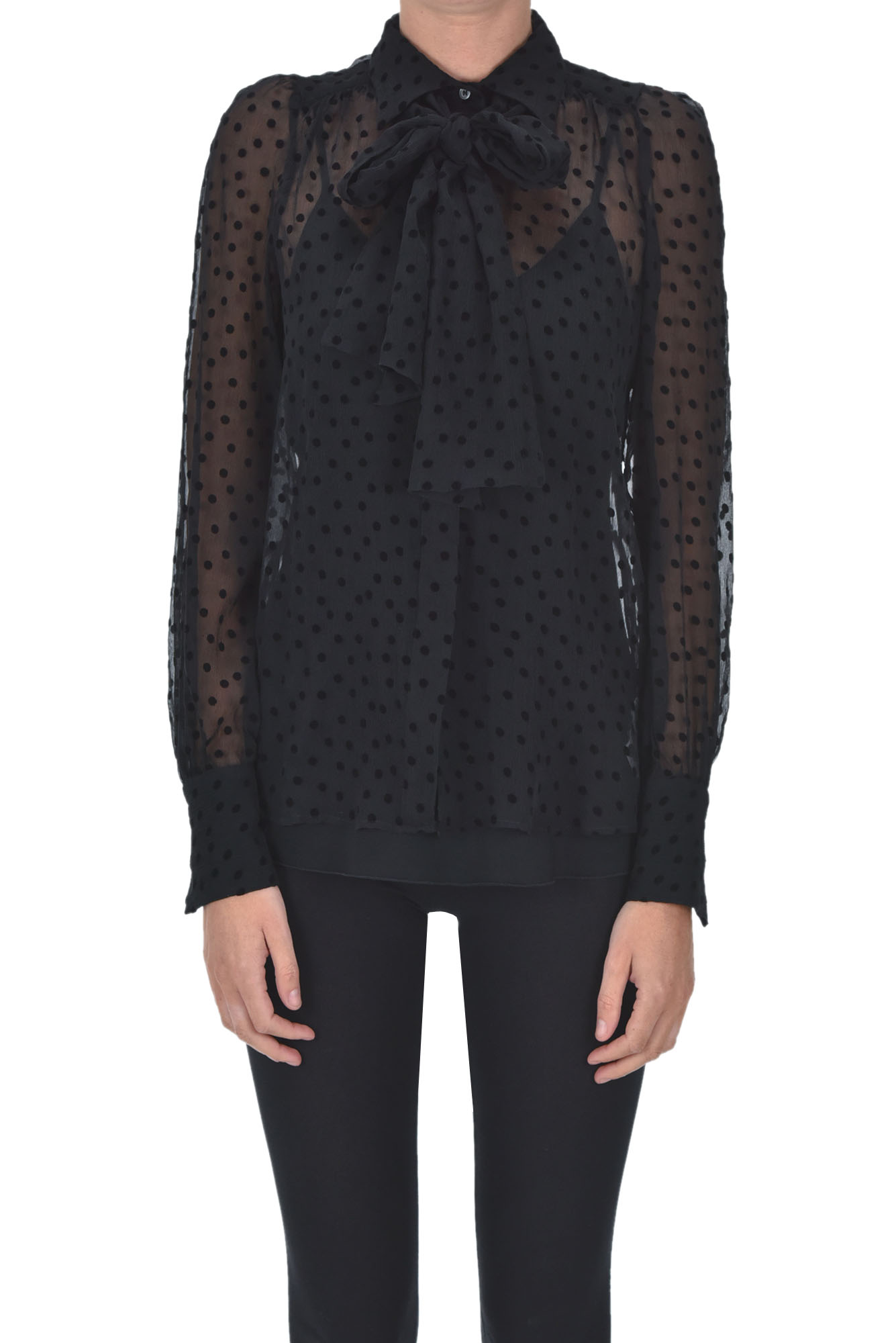 Camicia in seta plumetis