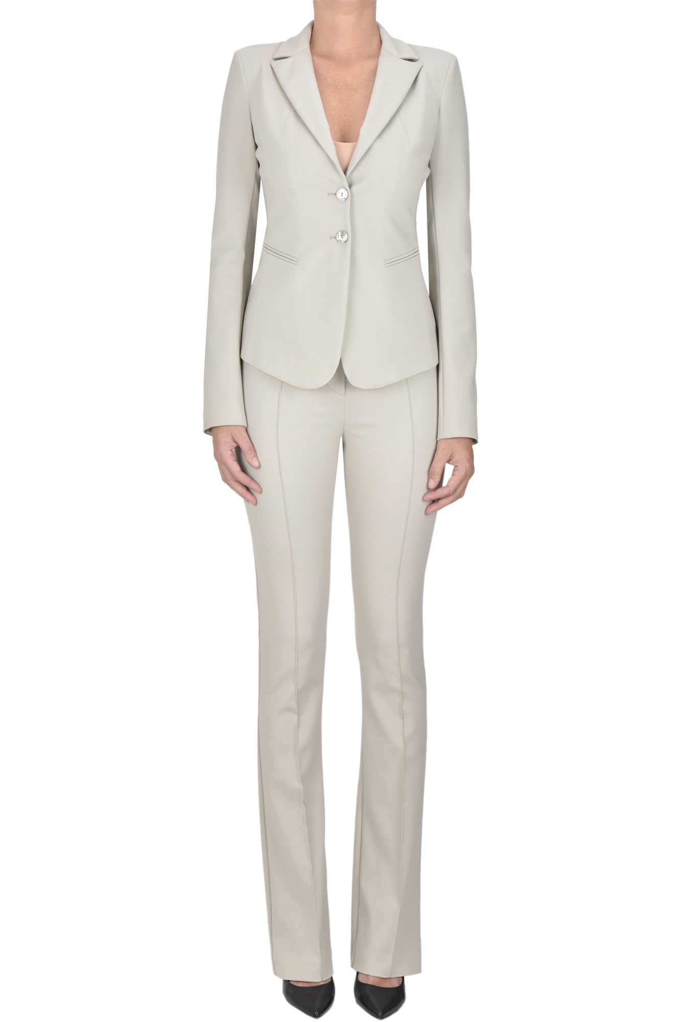 Patrizia Pepe Blazer And Trousers Suit In Gray