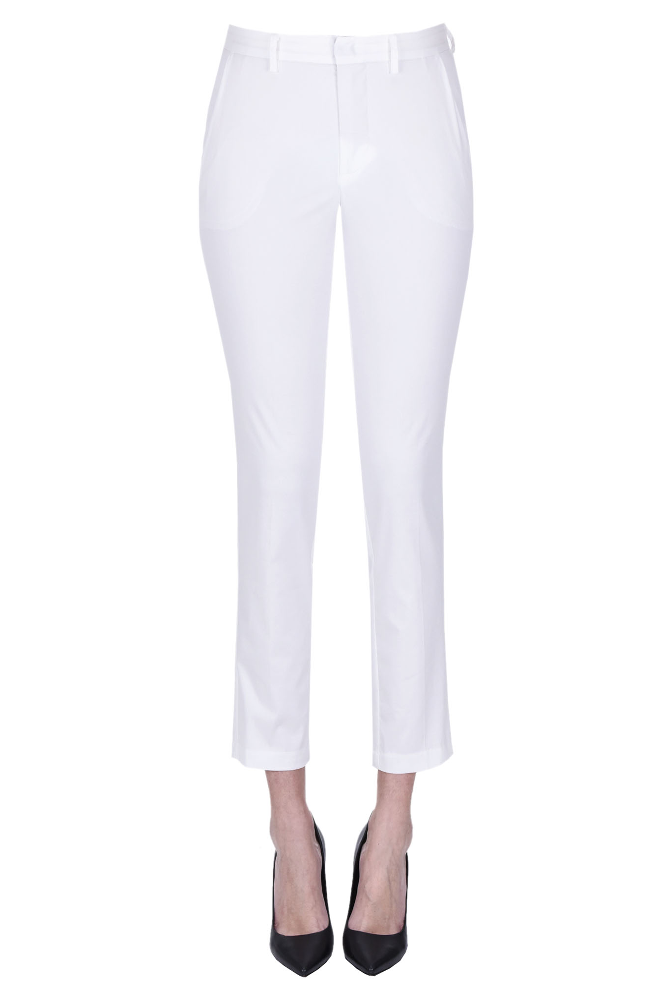 Shop Merci Cotton Cigarette Trousers In Ivory