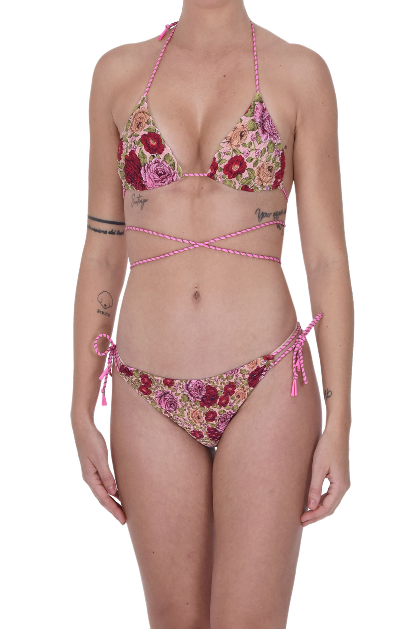 Shop Miss Bikini Flower Print Triangle Bikini In Cipria