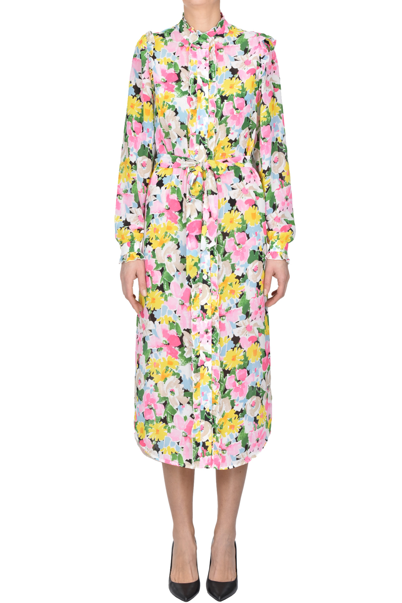 Essentiel Antwerp Crepè Shirt Dress In Multicoloured