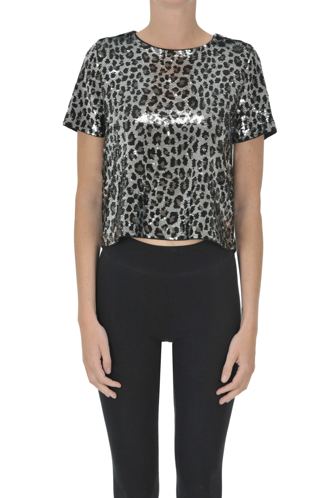 Sequined animal print top