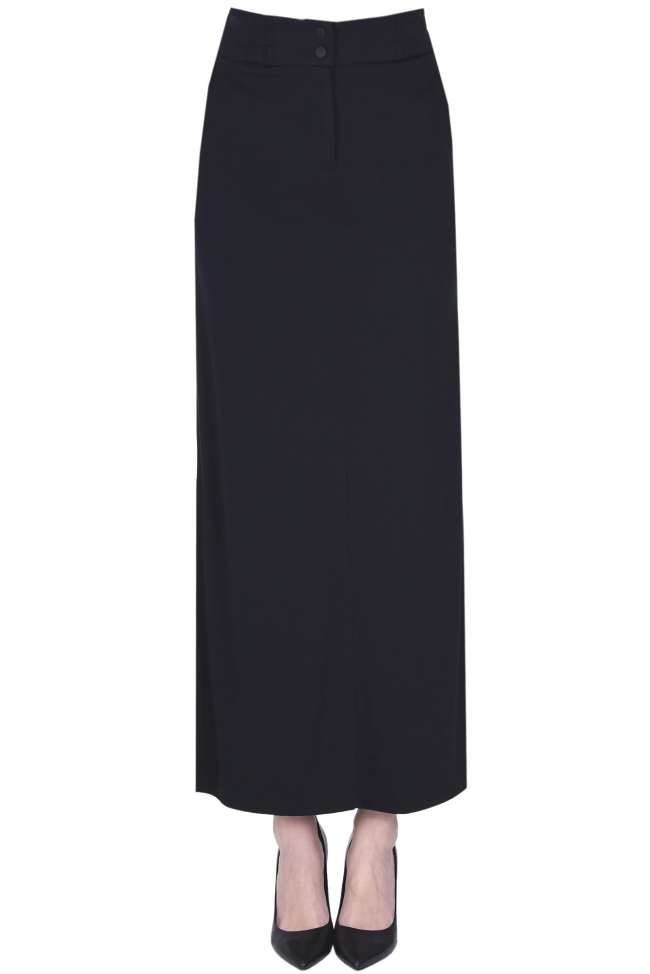 Shop Nenette Jersey Long Skirt In Black